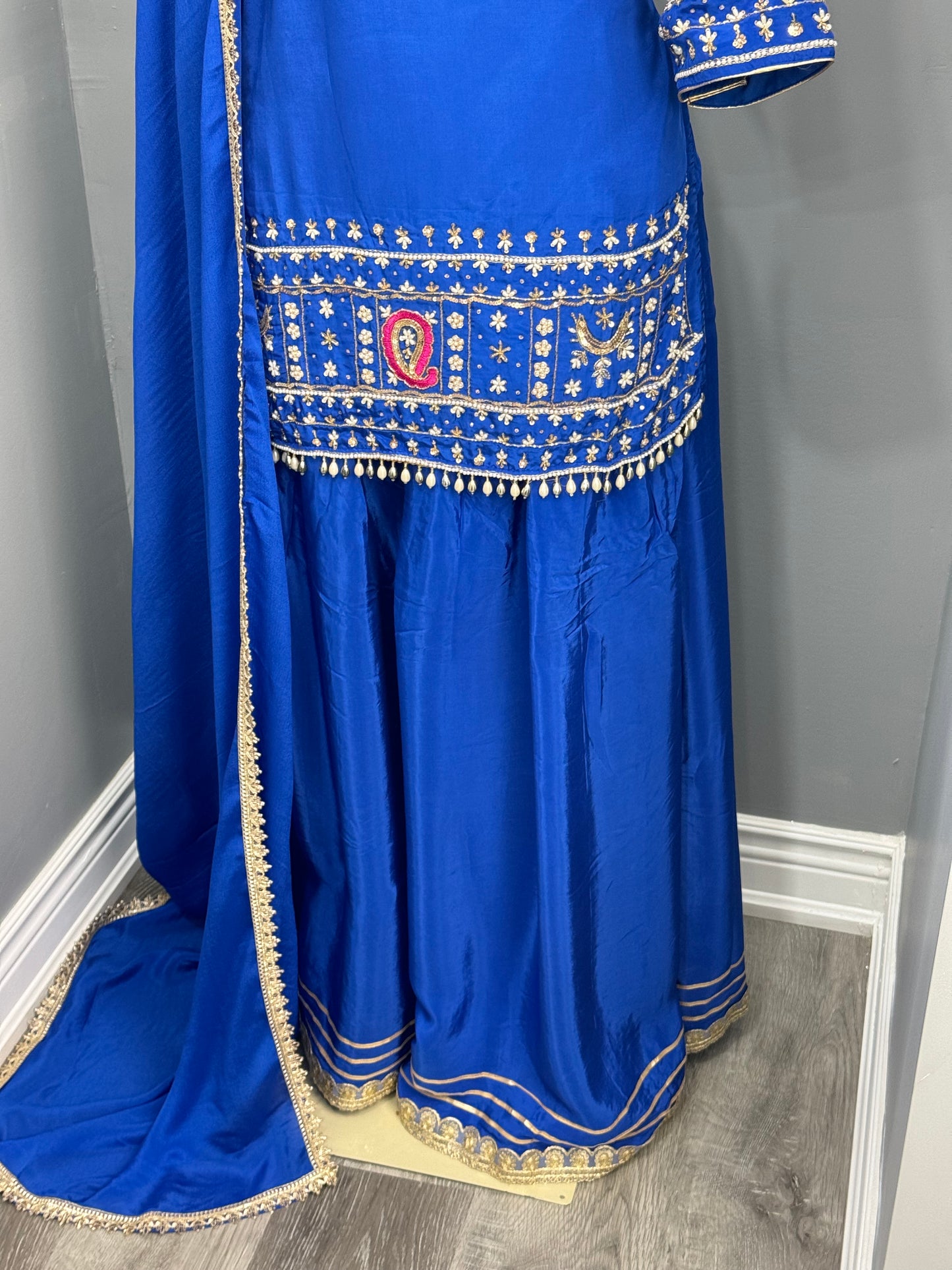Handwork Sharara Suit- Royal Blue