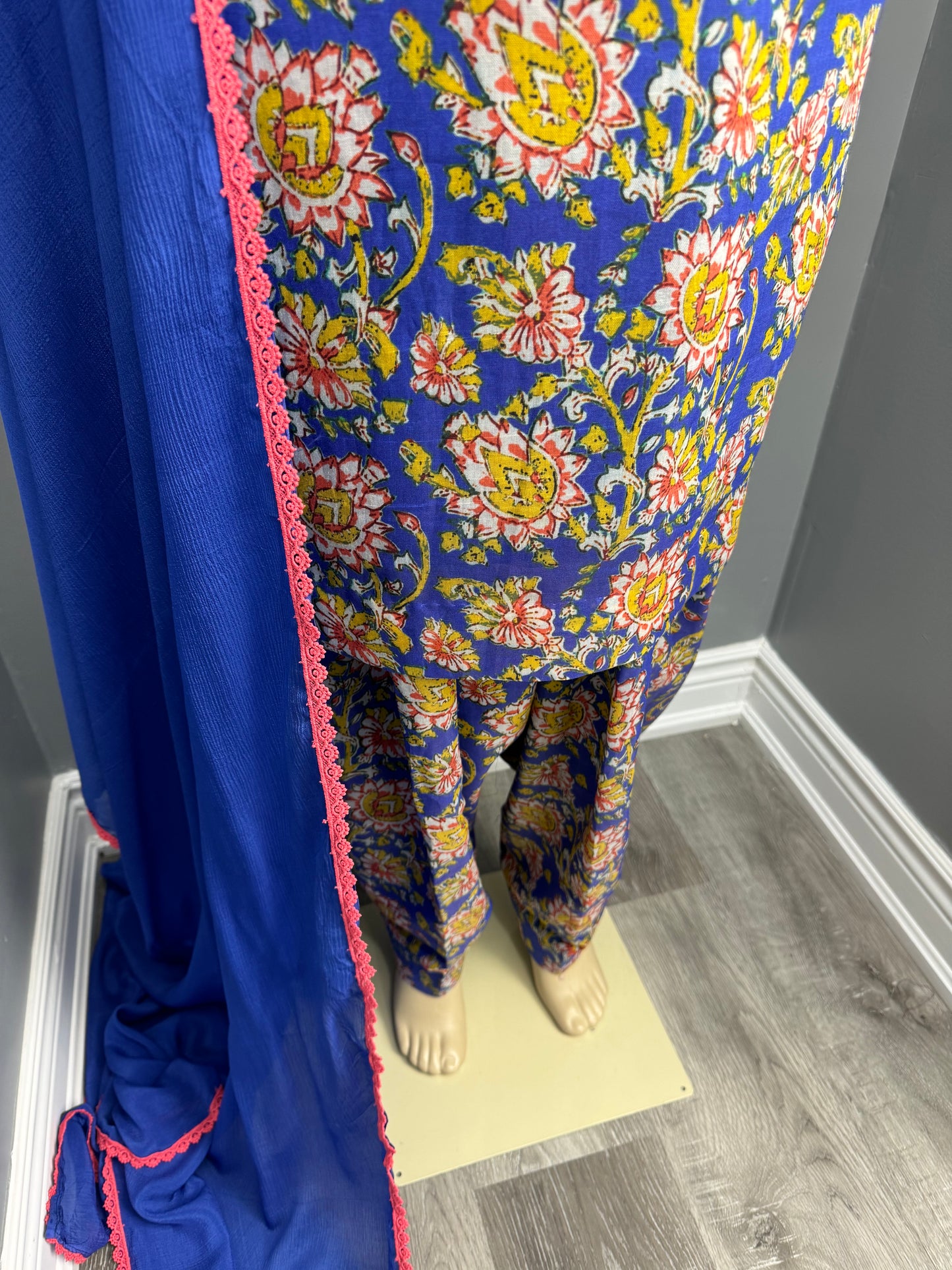 Chanderi Baag Blue Salwar Suit