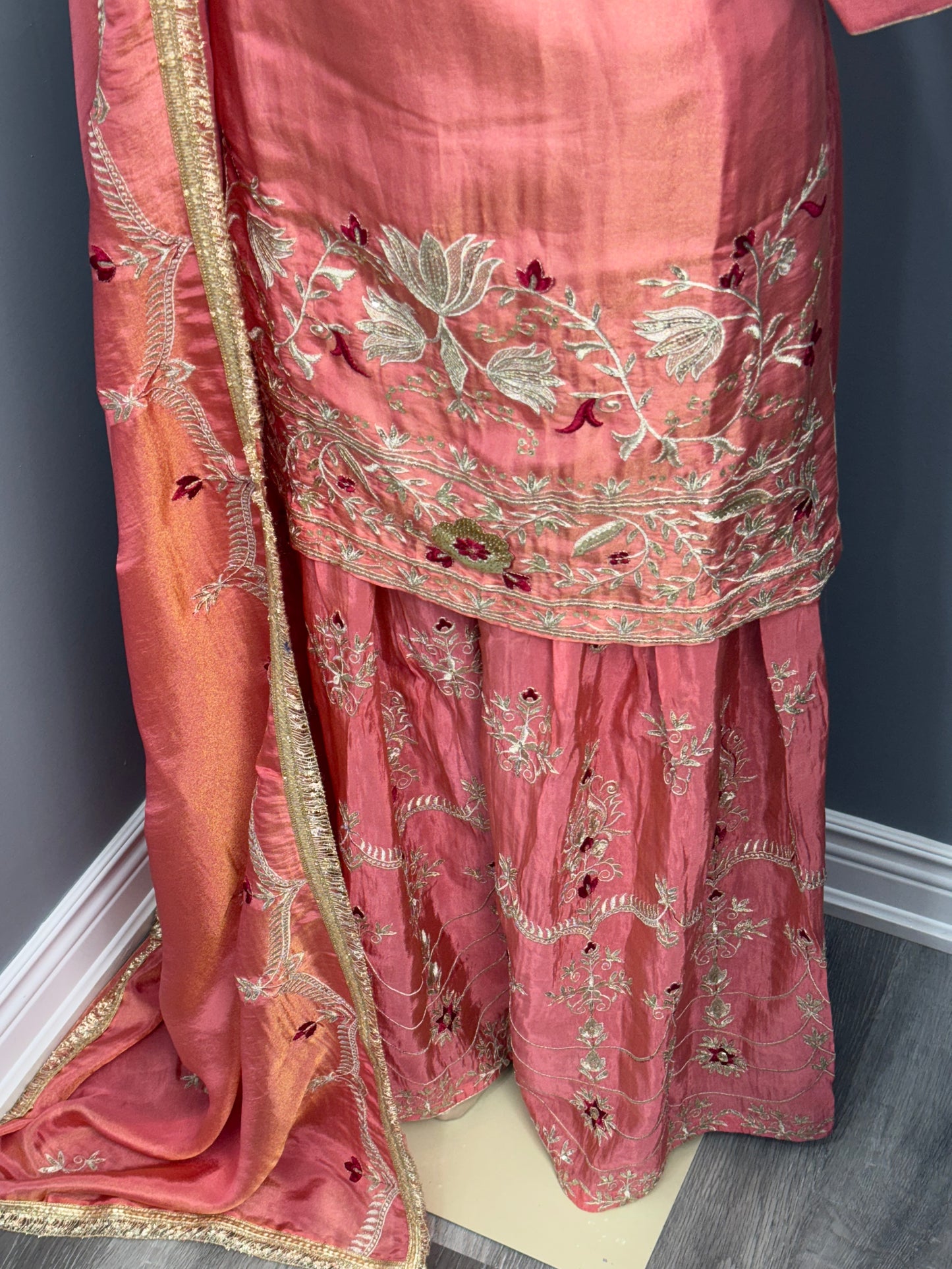 Shimmer Embroidered Sharara Suit