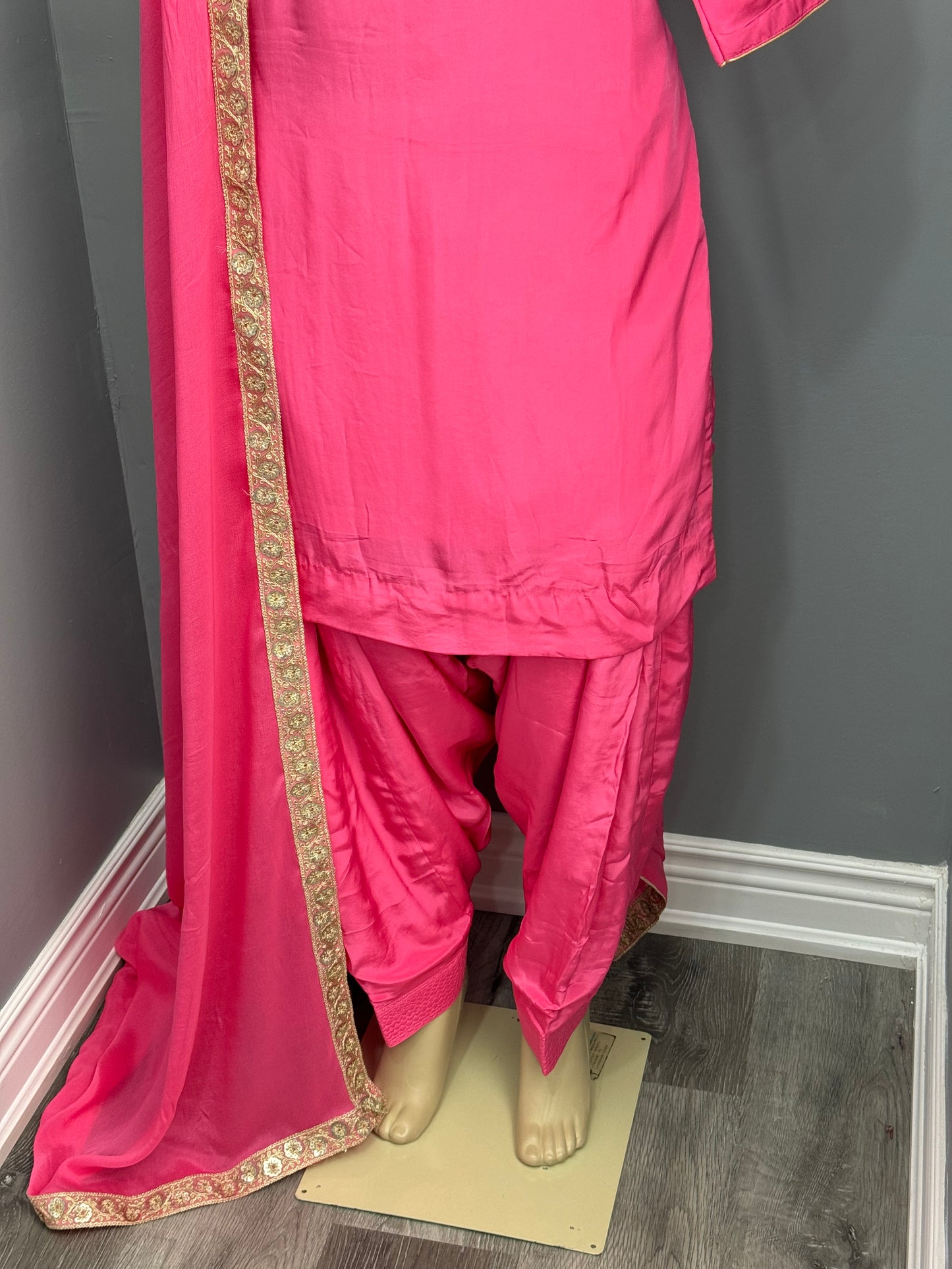 Plain Hot Pink Salwar Suit with Plain Dupatta