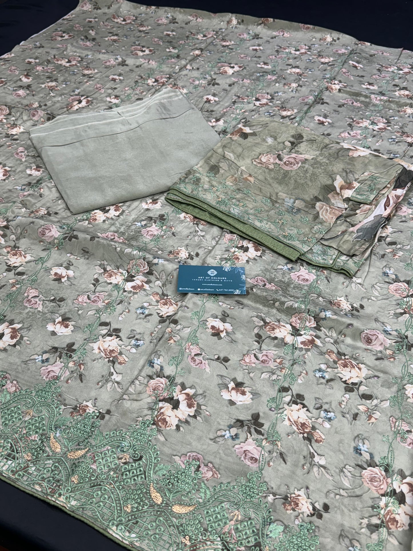 Meeto Bibi Green Unstitched Suit