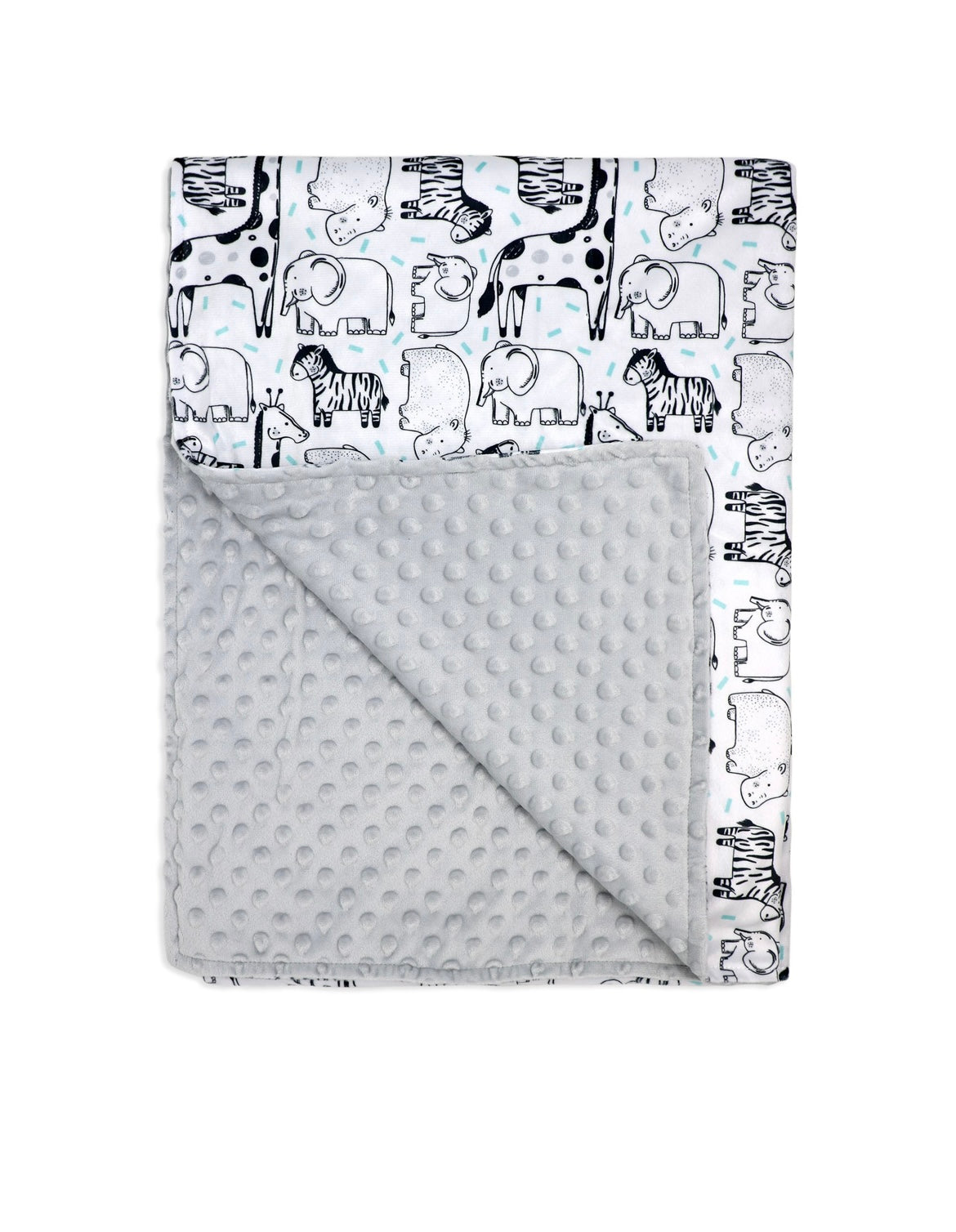 Baby Blanket Double Sided - Grey/Animals