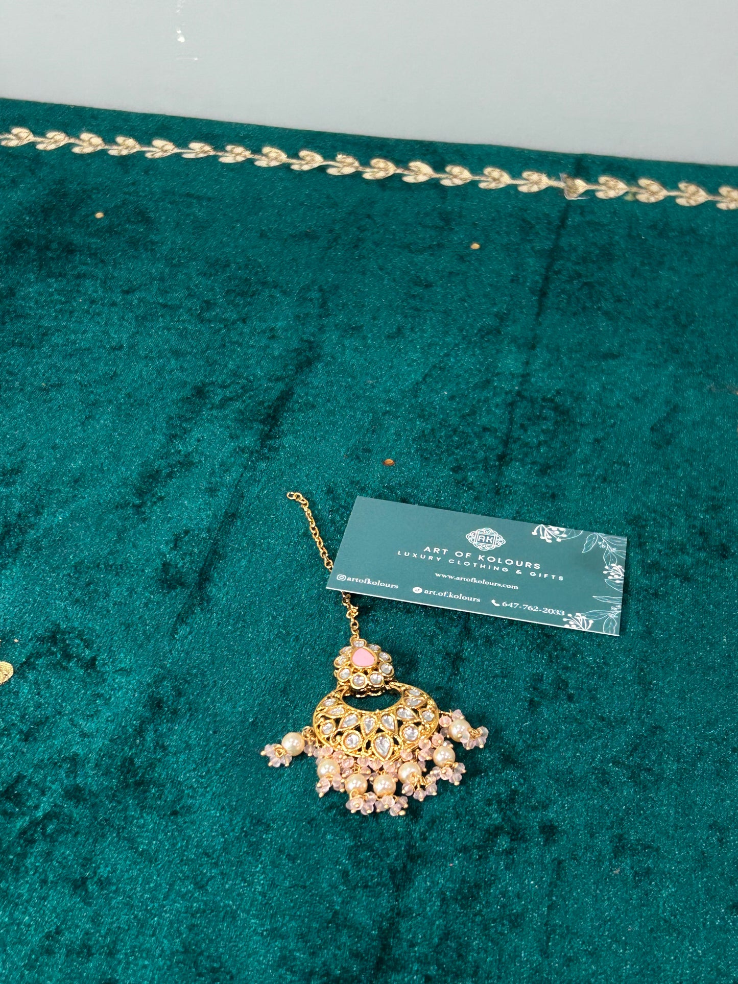 Baby Pink Roop Earrings Tikka Set