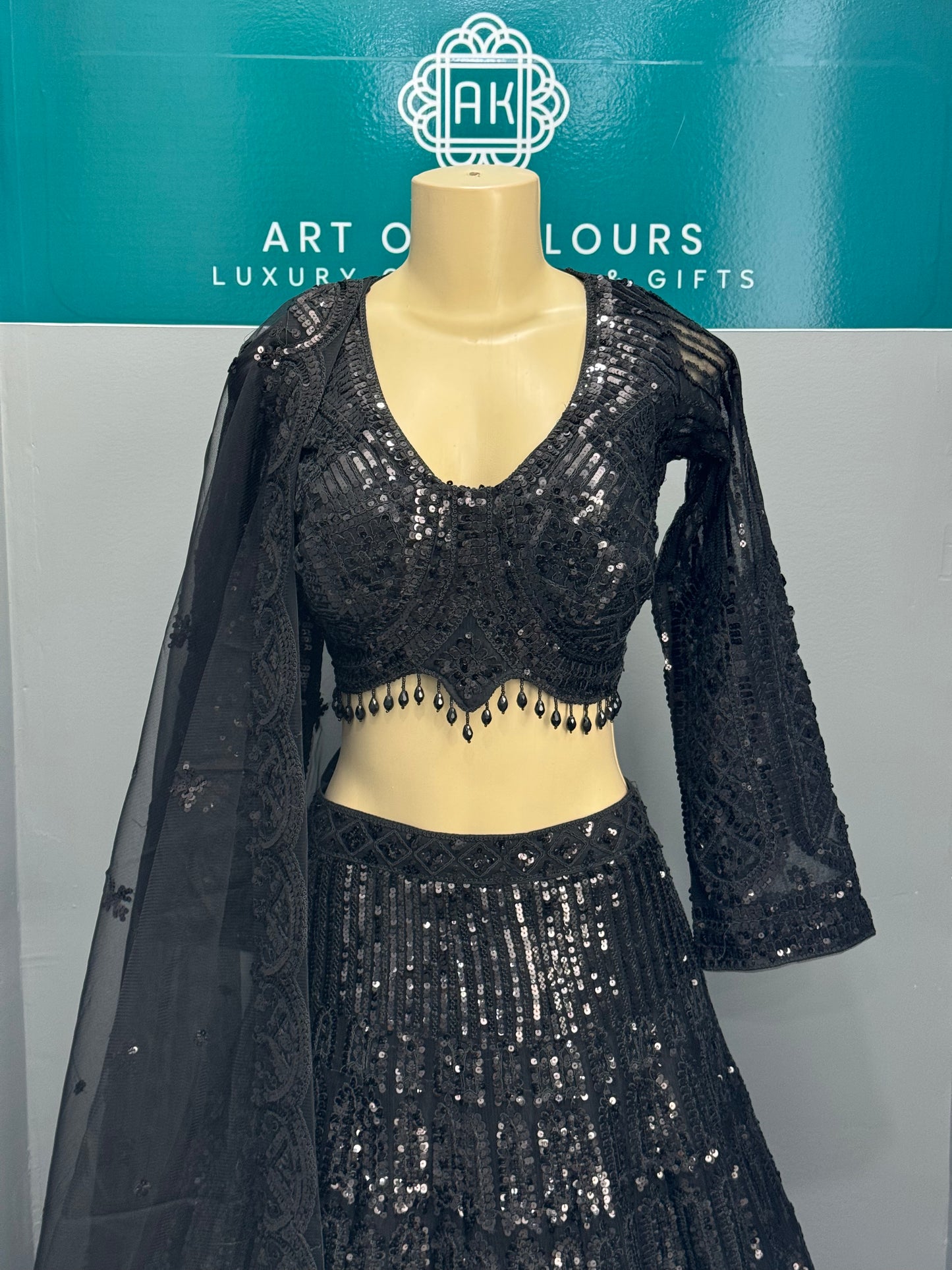 Sequence Work All Black Lehenga
