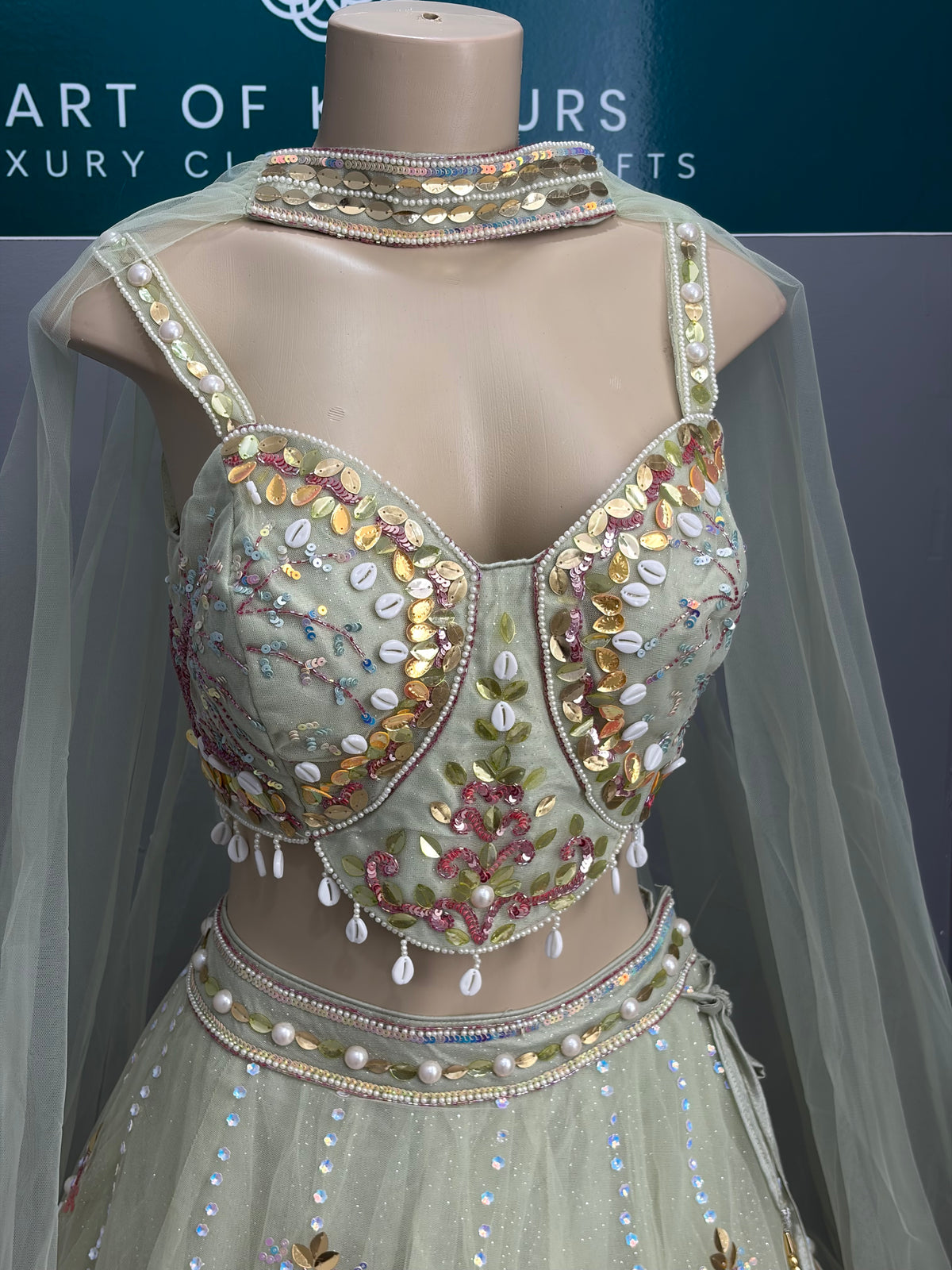 Embellished Light Green Lehenga-AK3941-0726