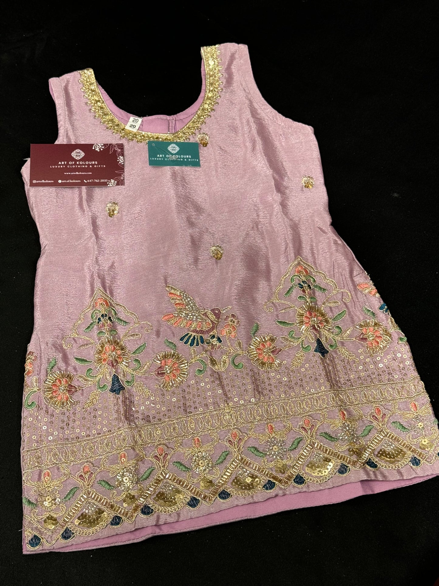 Ahana Kids Gharara Suit- Lavender