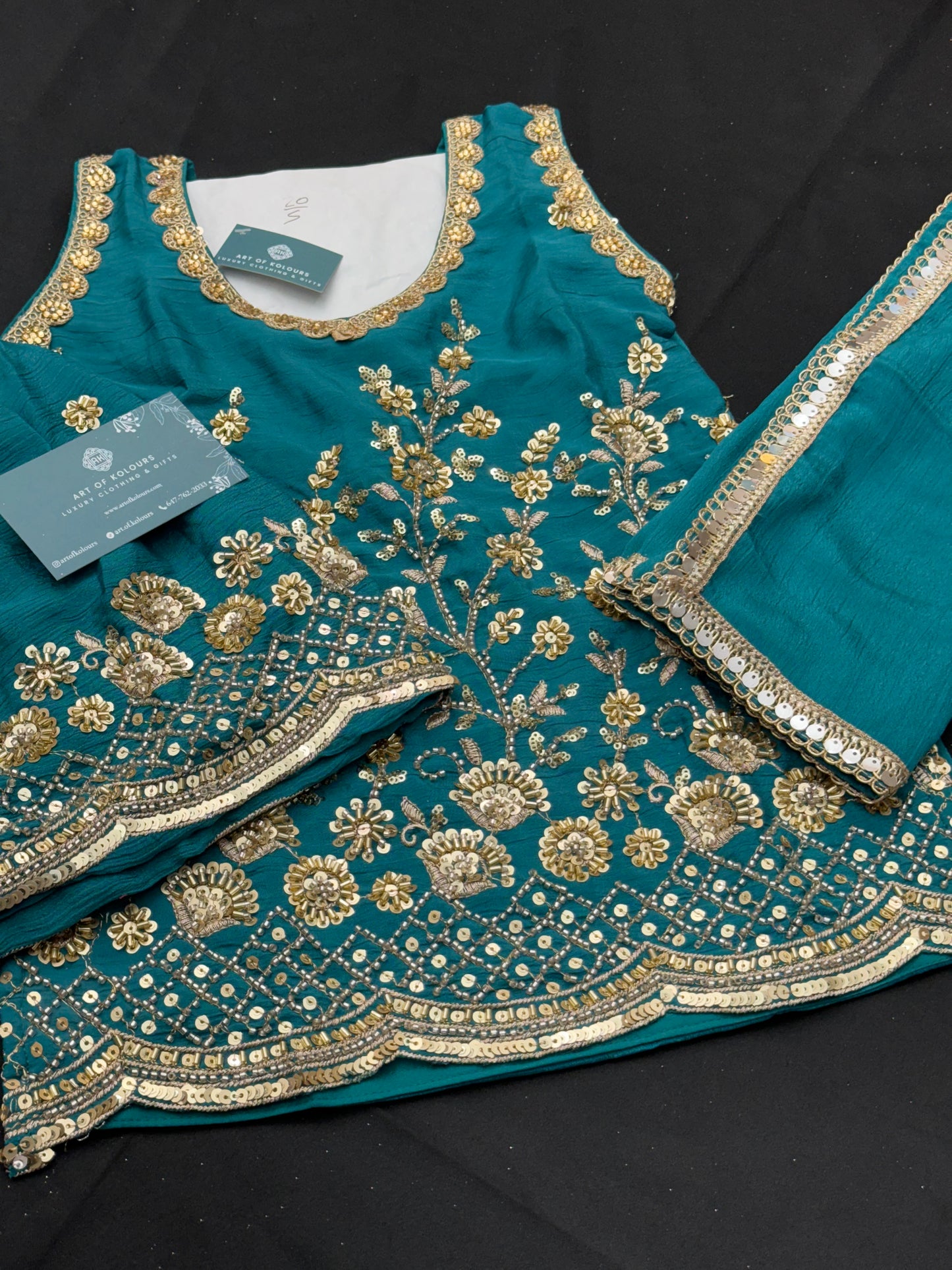 Jasmen Kids Gharara Suit V2- Teal