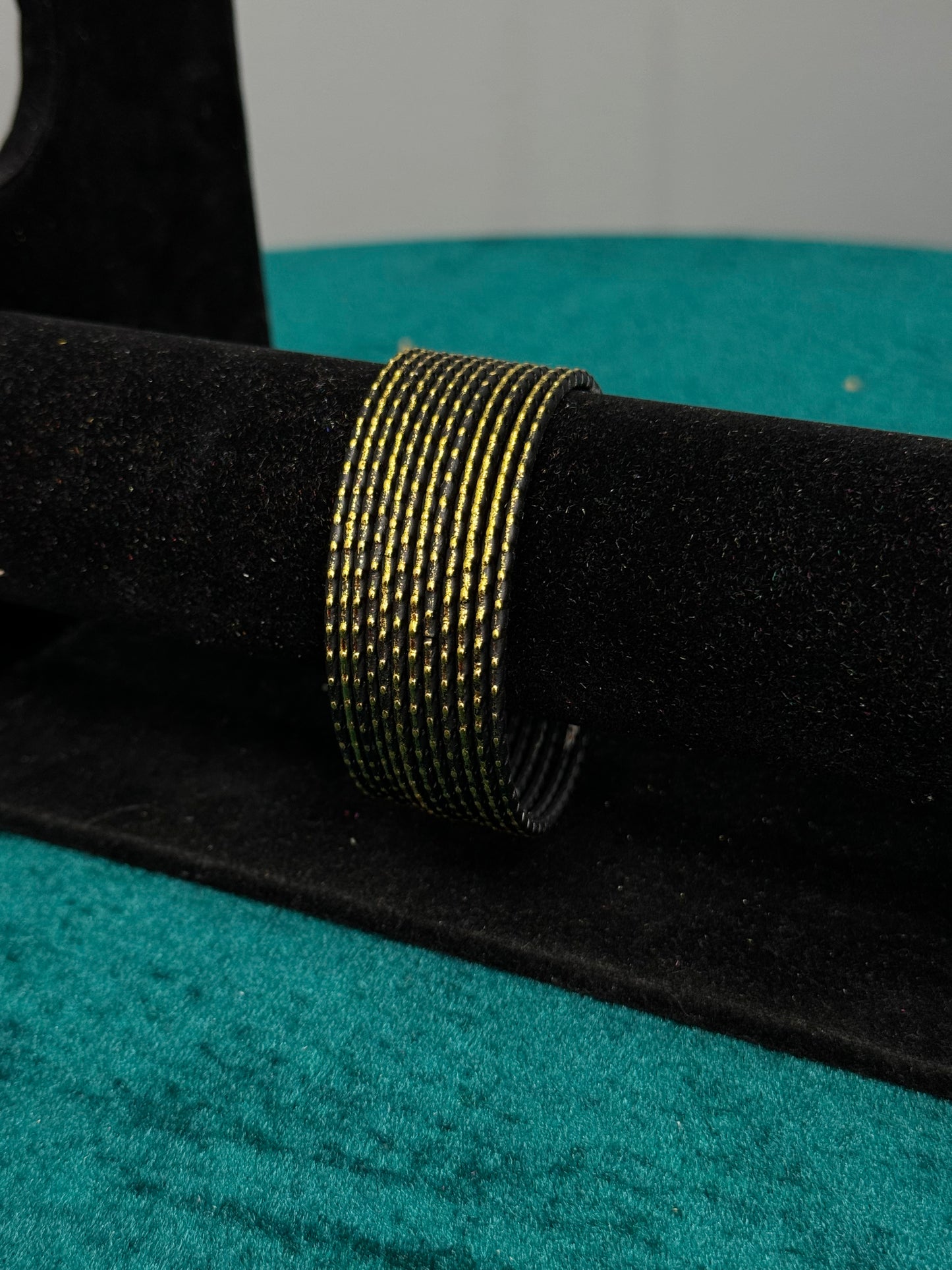 Black and Gold Plain Bangles Size 2.12