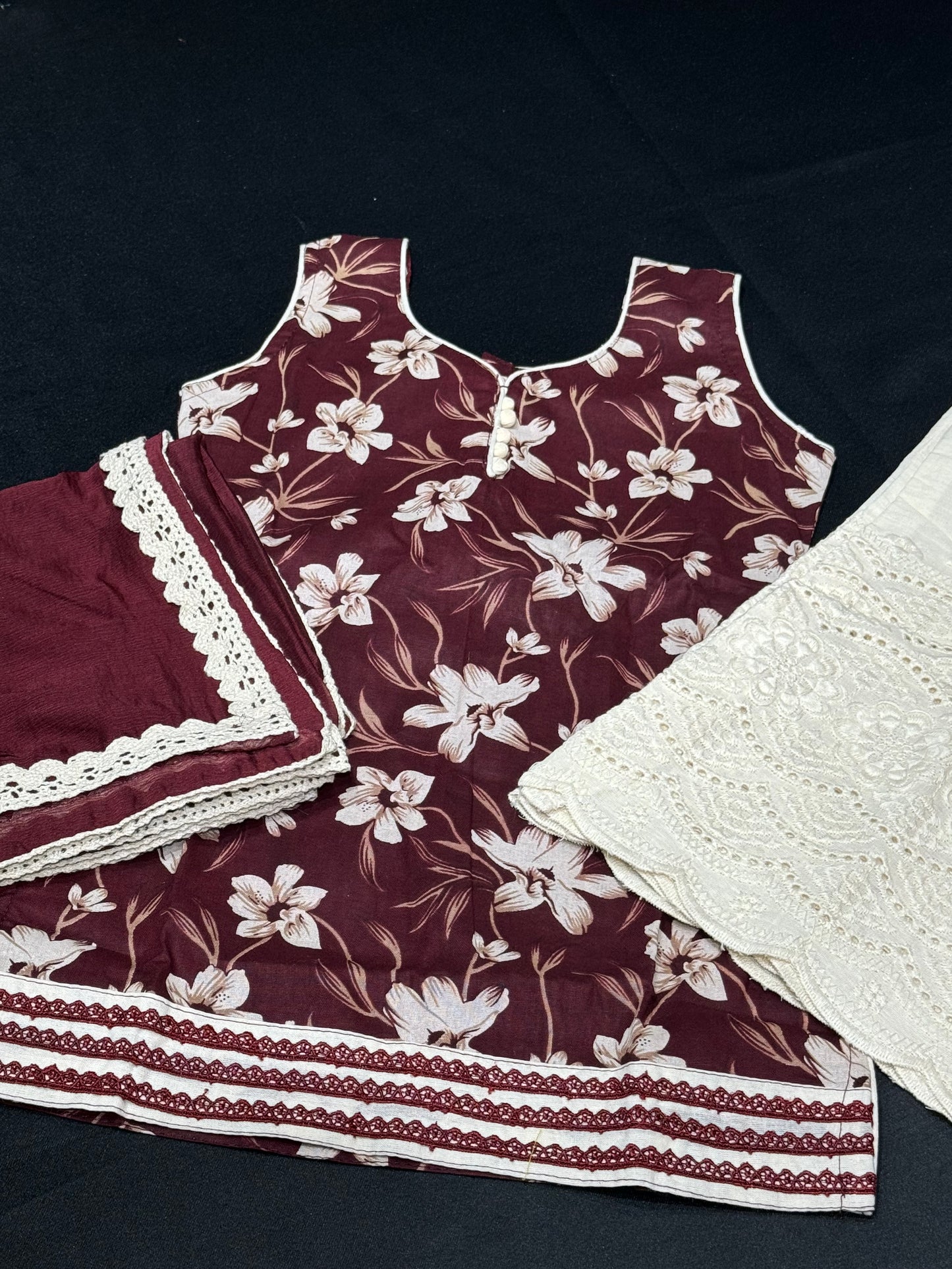 Salena Cotton Babies Plazo Suit- Maroon