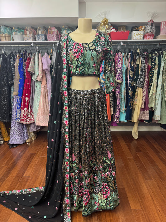 Heavy Floral Thread and Position work Lehenga