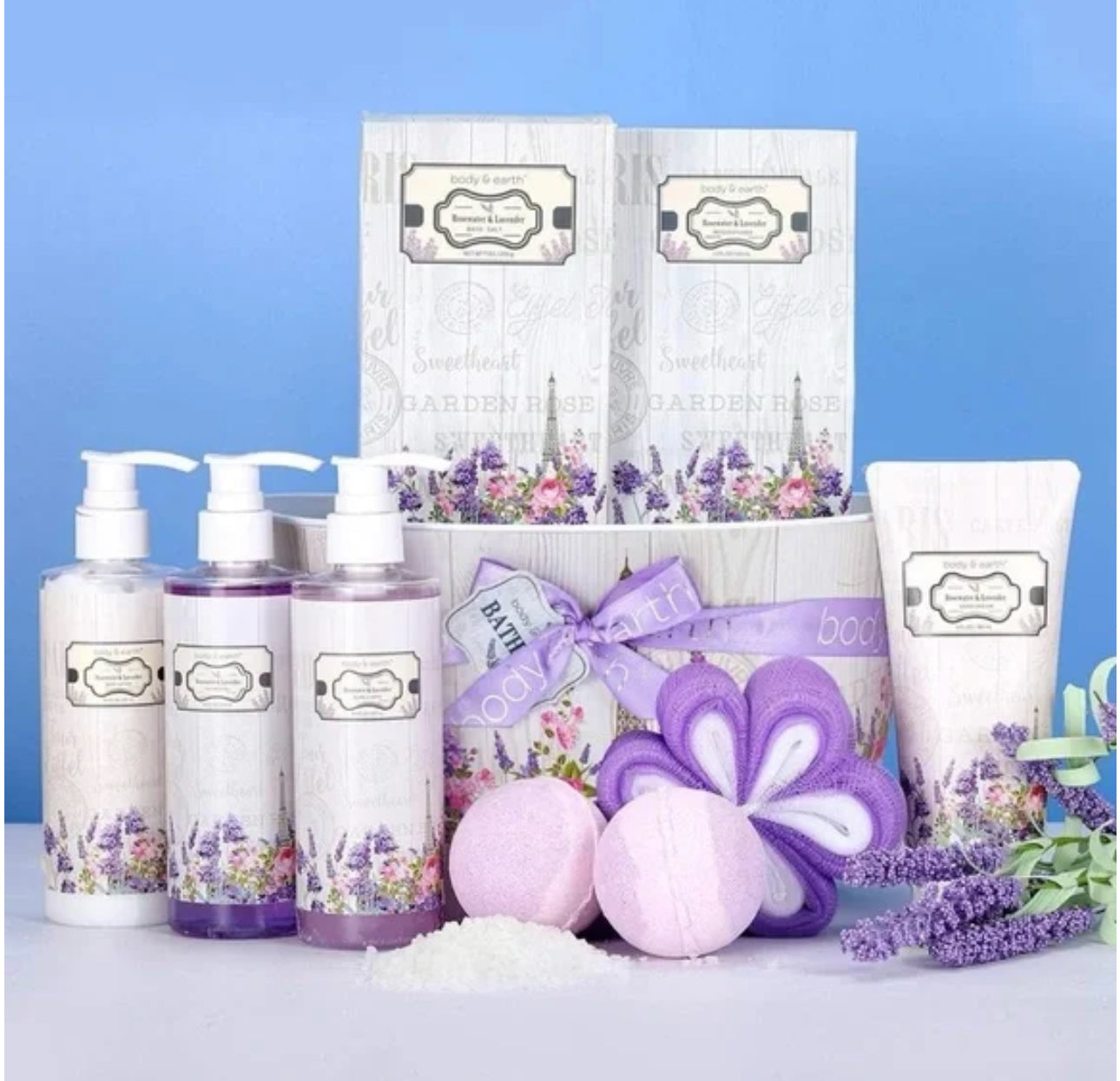 Body and Earth Rosewater and Lavender Spa Gift Set