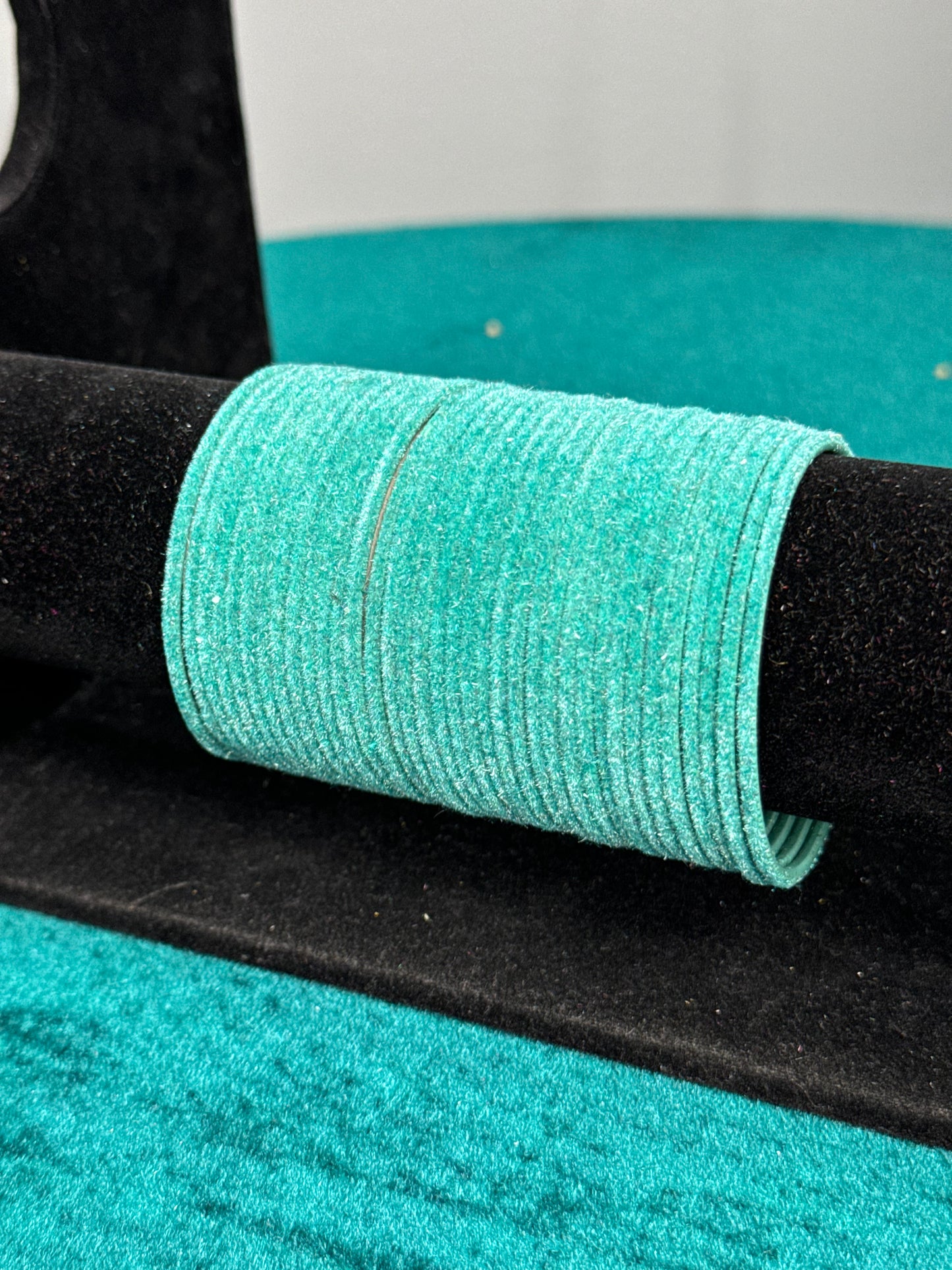 Teal Plain Velvet Bangles