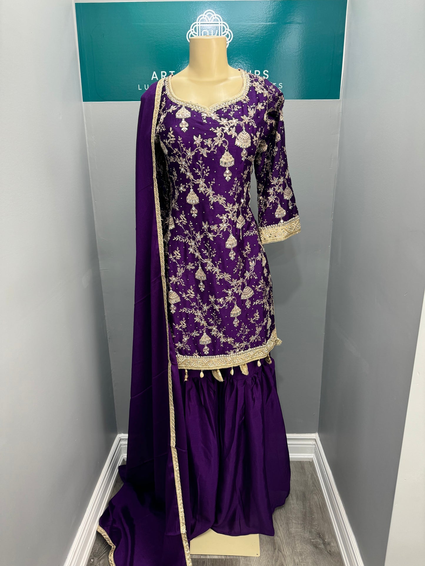 Purple Andaz Readymade Gharara Suit