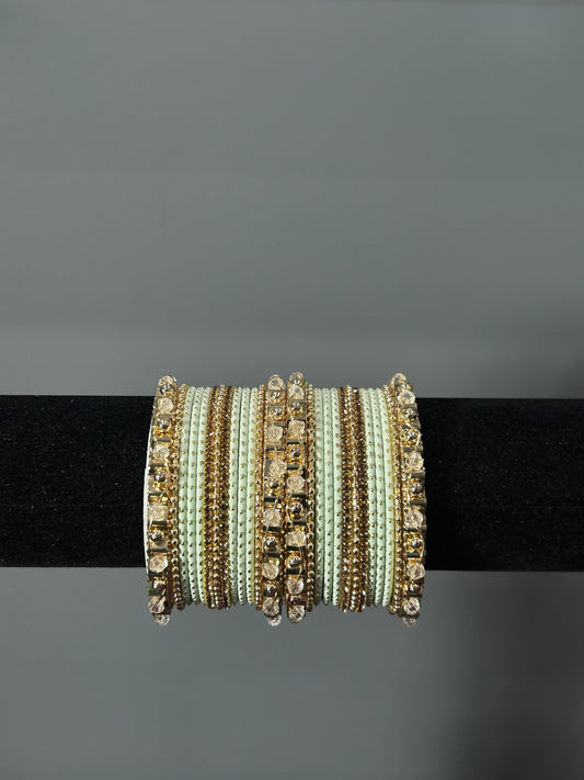 Mint Green Golden Grace Bangles