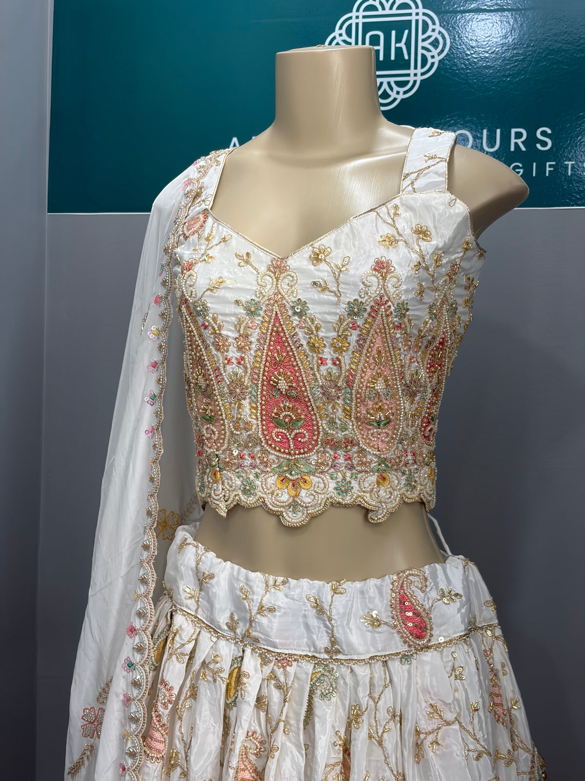 Ivory Beaded Lehenga- AK