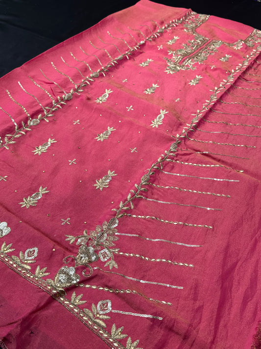 Rosy Shimmer Unstitched Suit