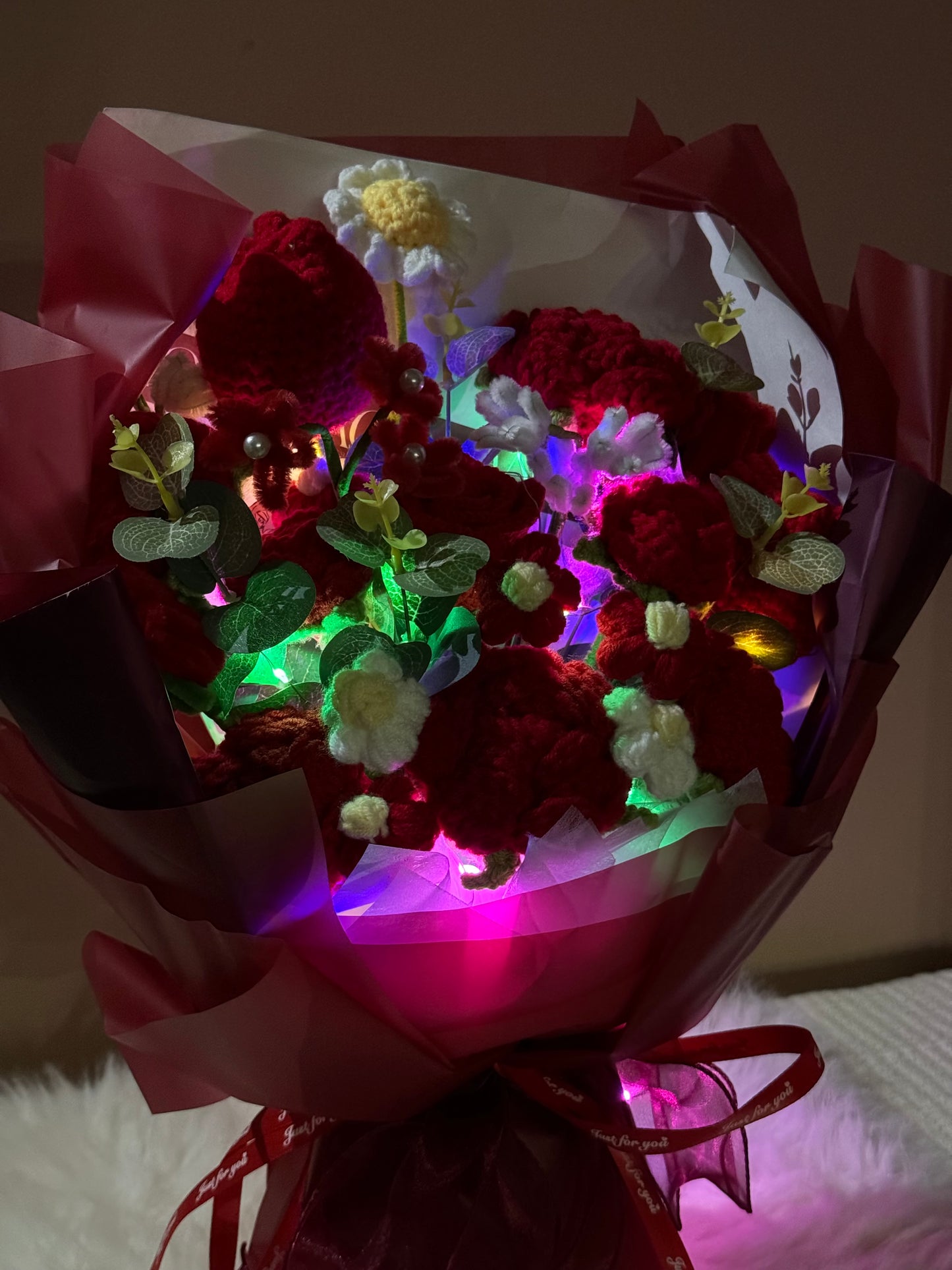 Crochet Flower Bouquets Red Large