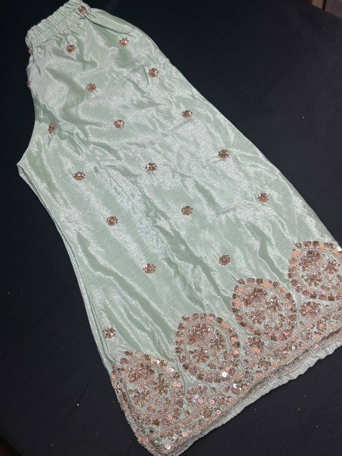 Teal Kid’s Sharara Beadwork Suit