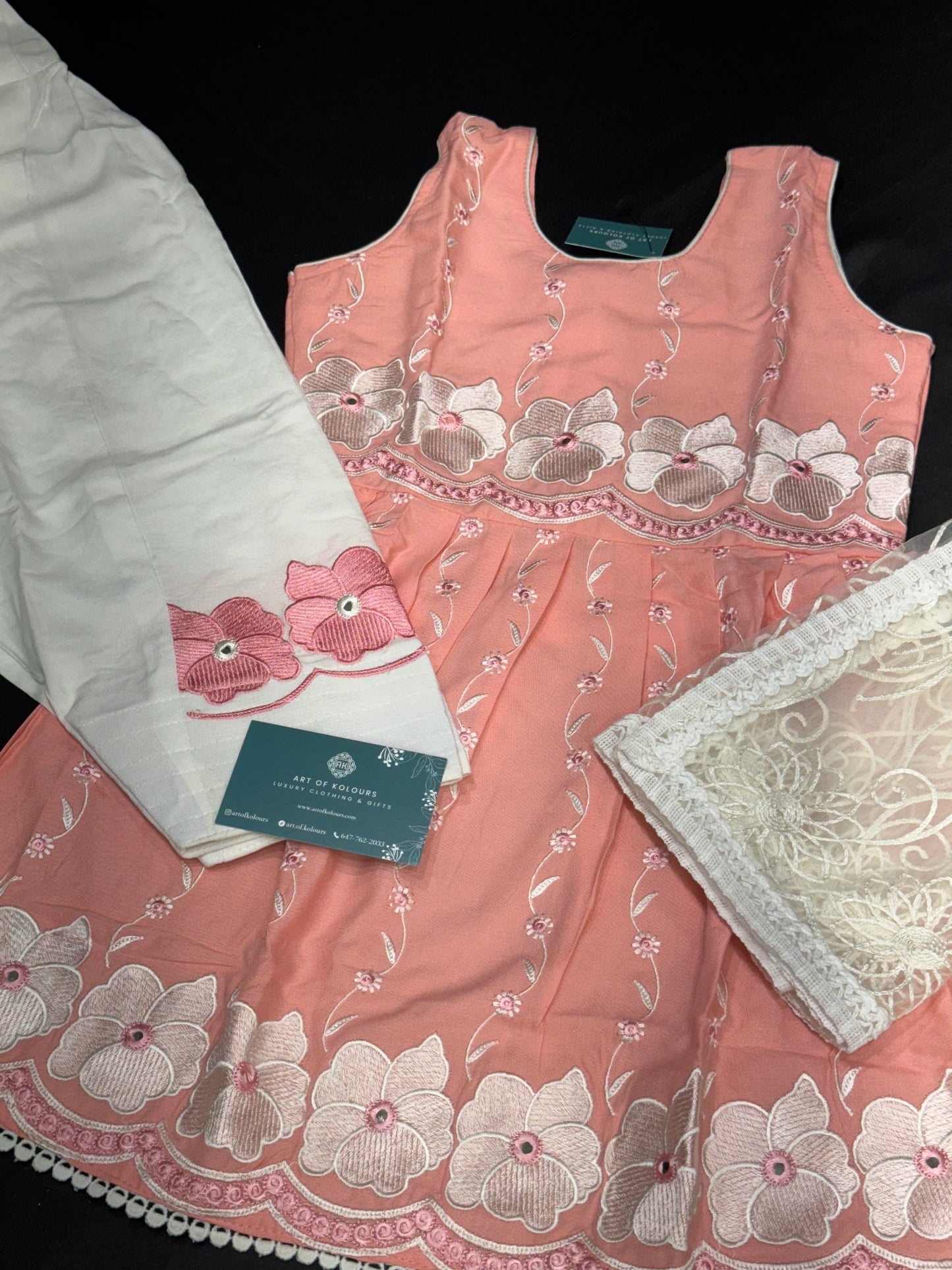 Kids Peach Frock Salwar Suit