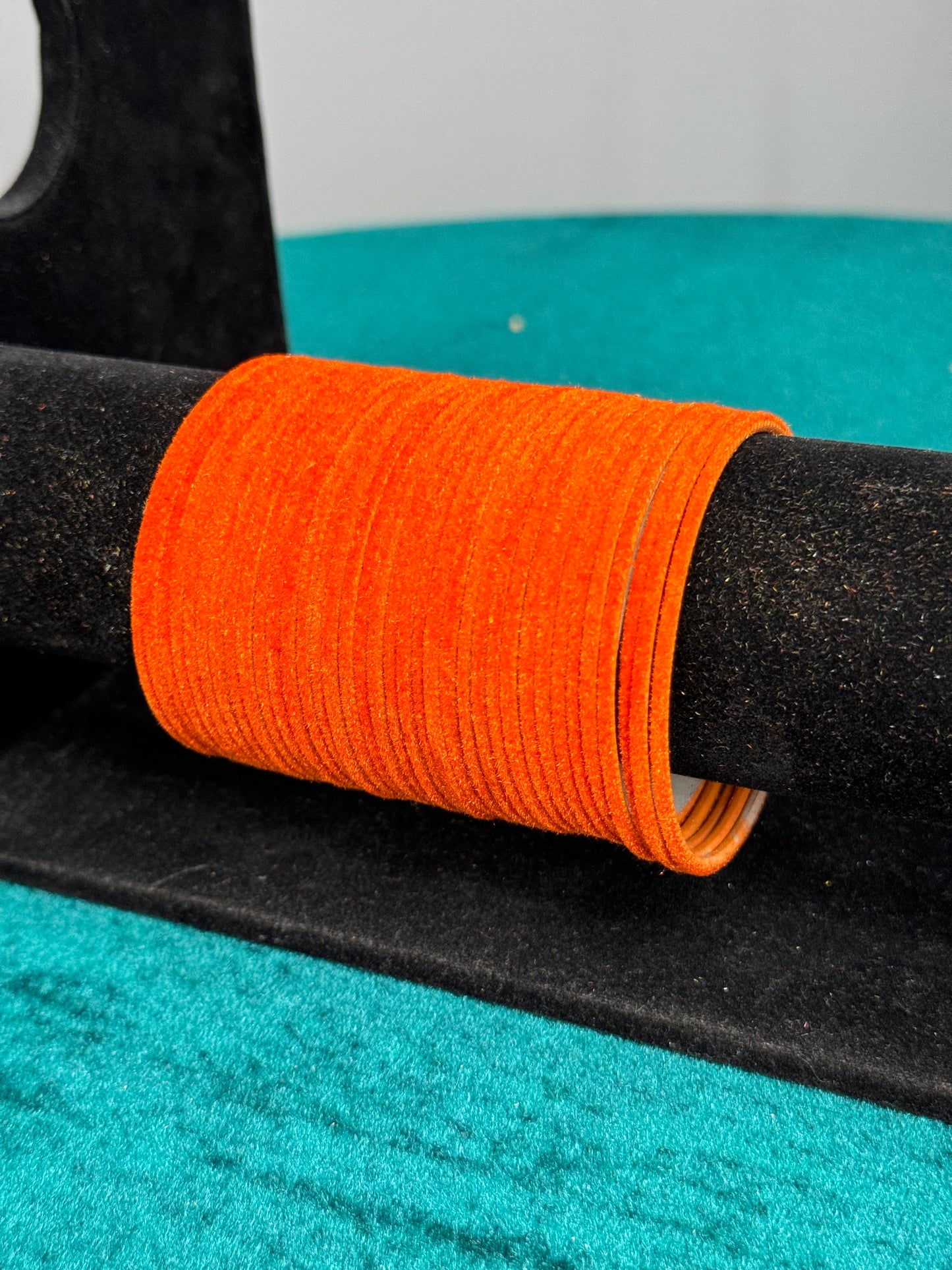 Orange Plain Velvet Bangles