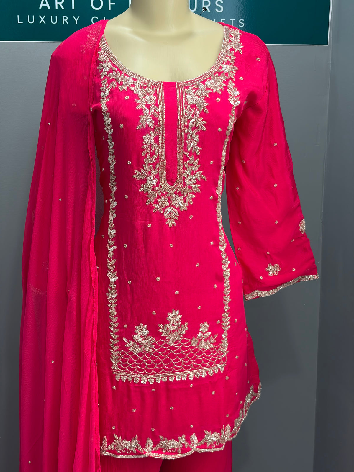 Pure Chinon Handwork Gharara Suit AK6162-0626