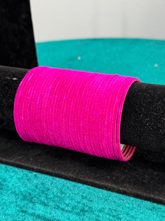 Hot Pink Plain Velvet Bangles