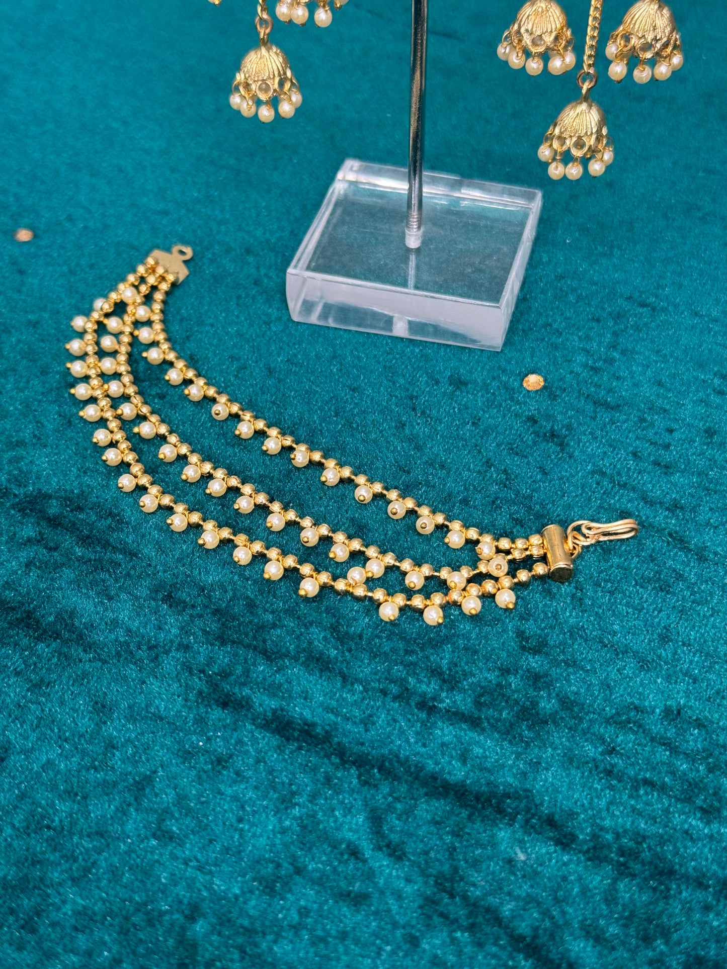 Gold Trinity Elegance Jhumka Earrings