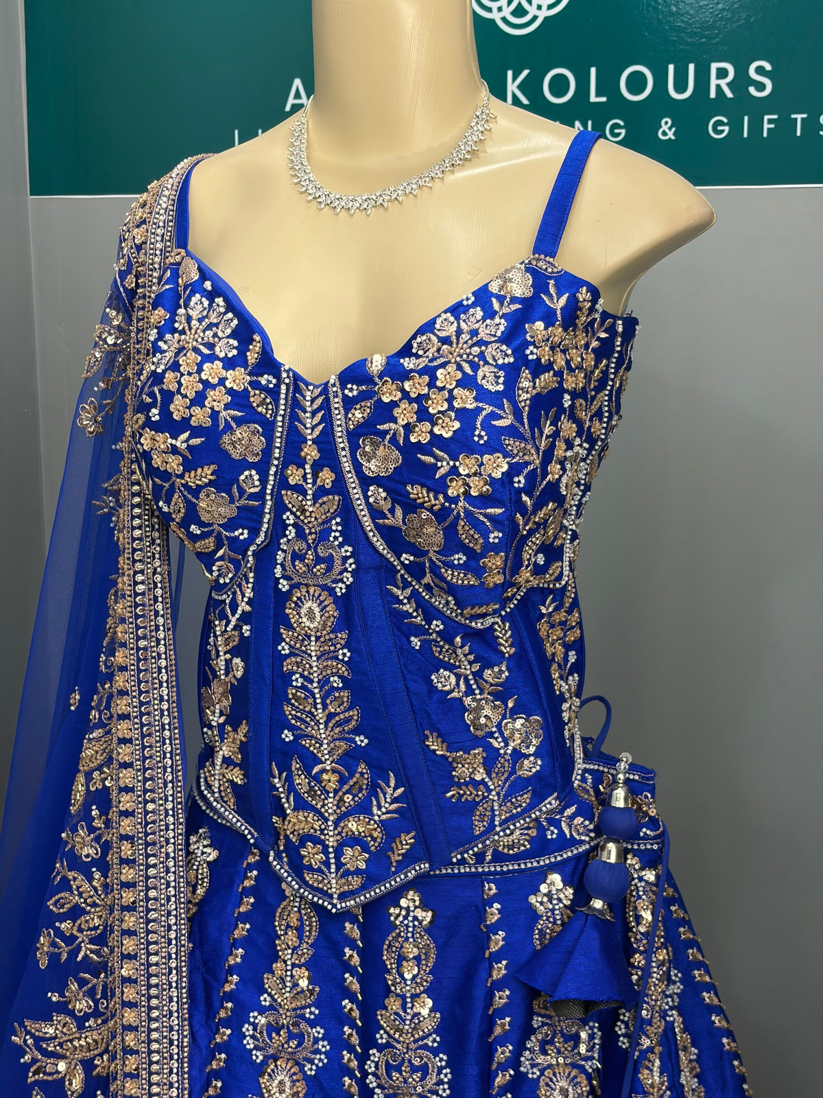 Heavy Beaded Royal Blue Corset Lehenga- AK6974-1726