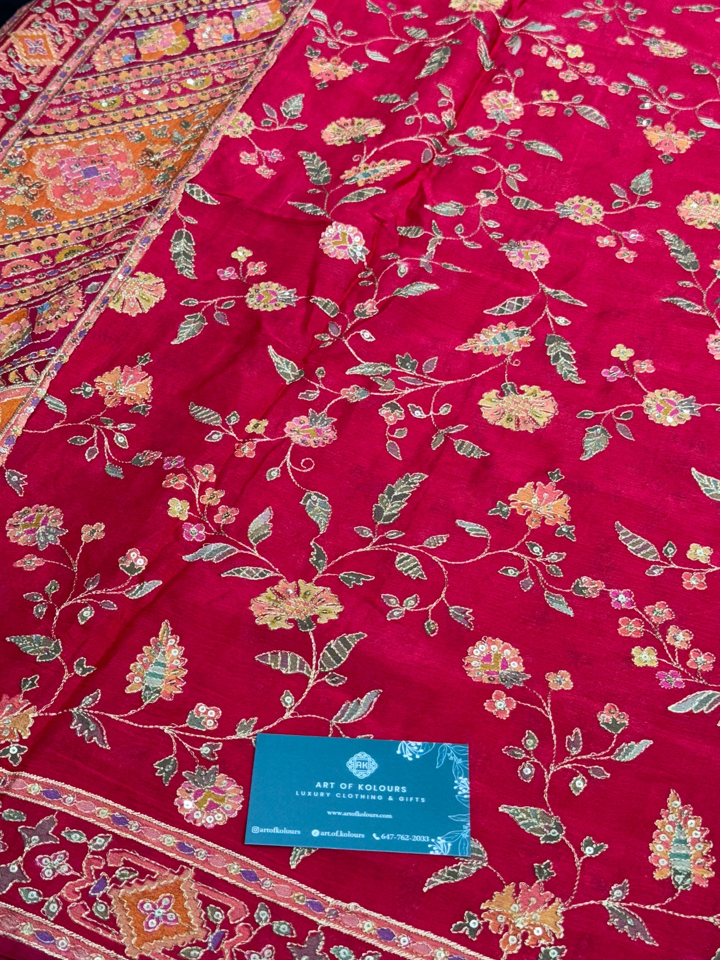 Simrit Position Work Dupatta Red