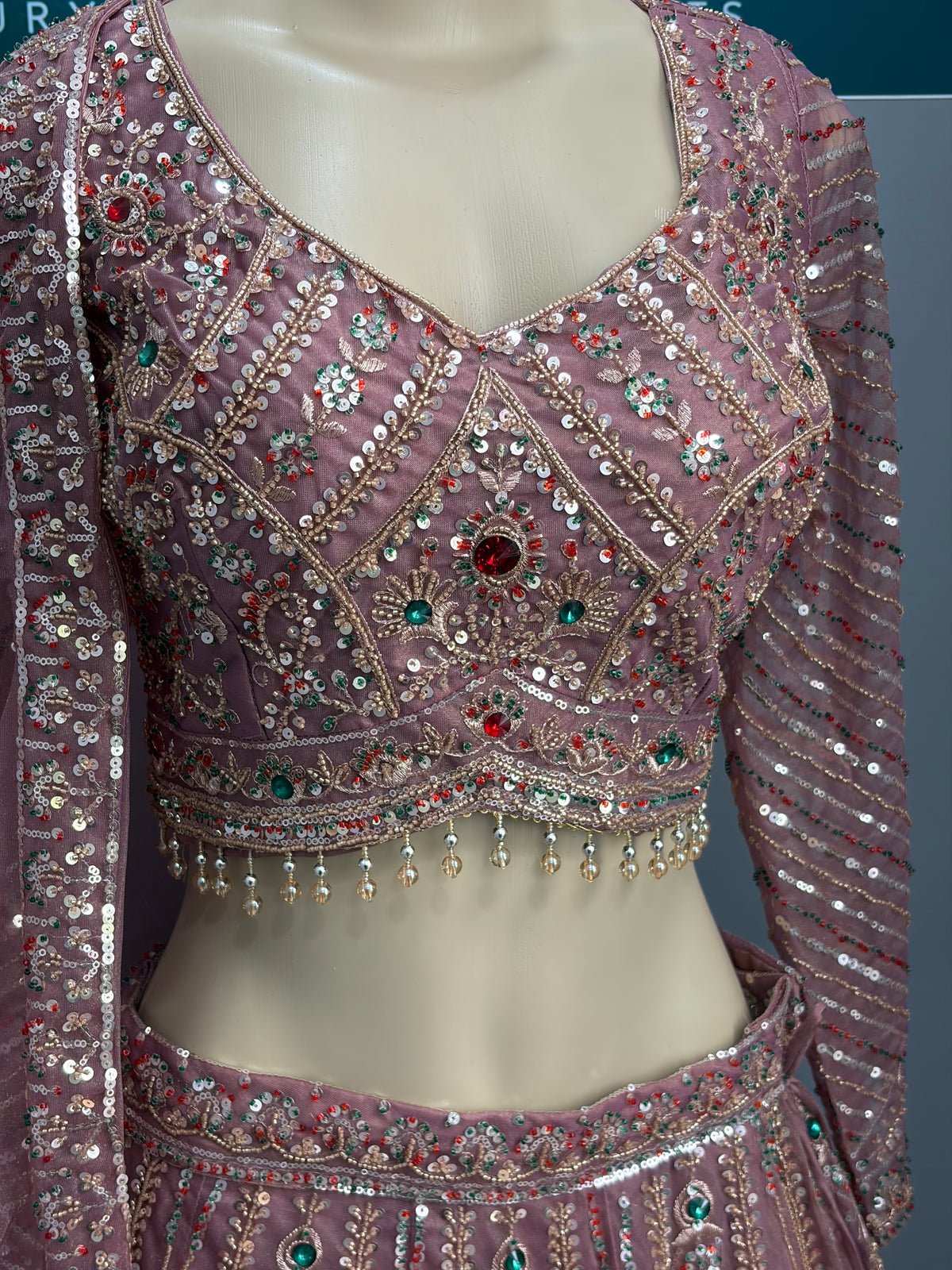 Lavender Jewel Beaded Lehenga- AK6974-3726