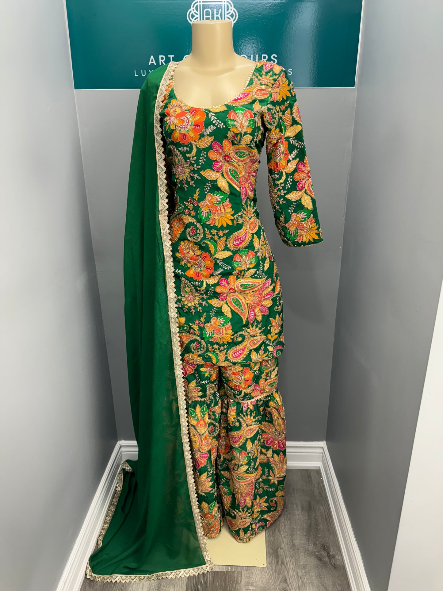 Allover Position Work Gharara Suit