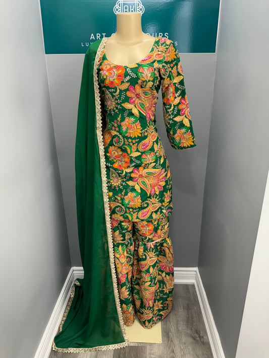 Allover Position Work Gharara Suit