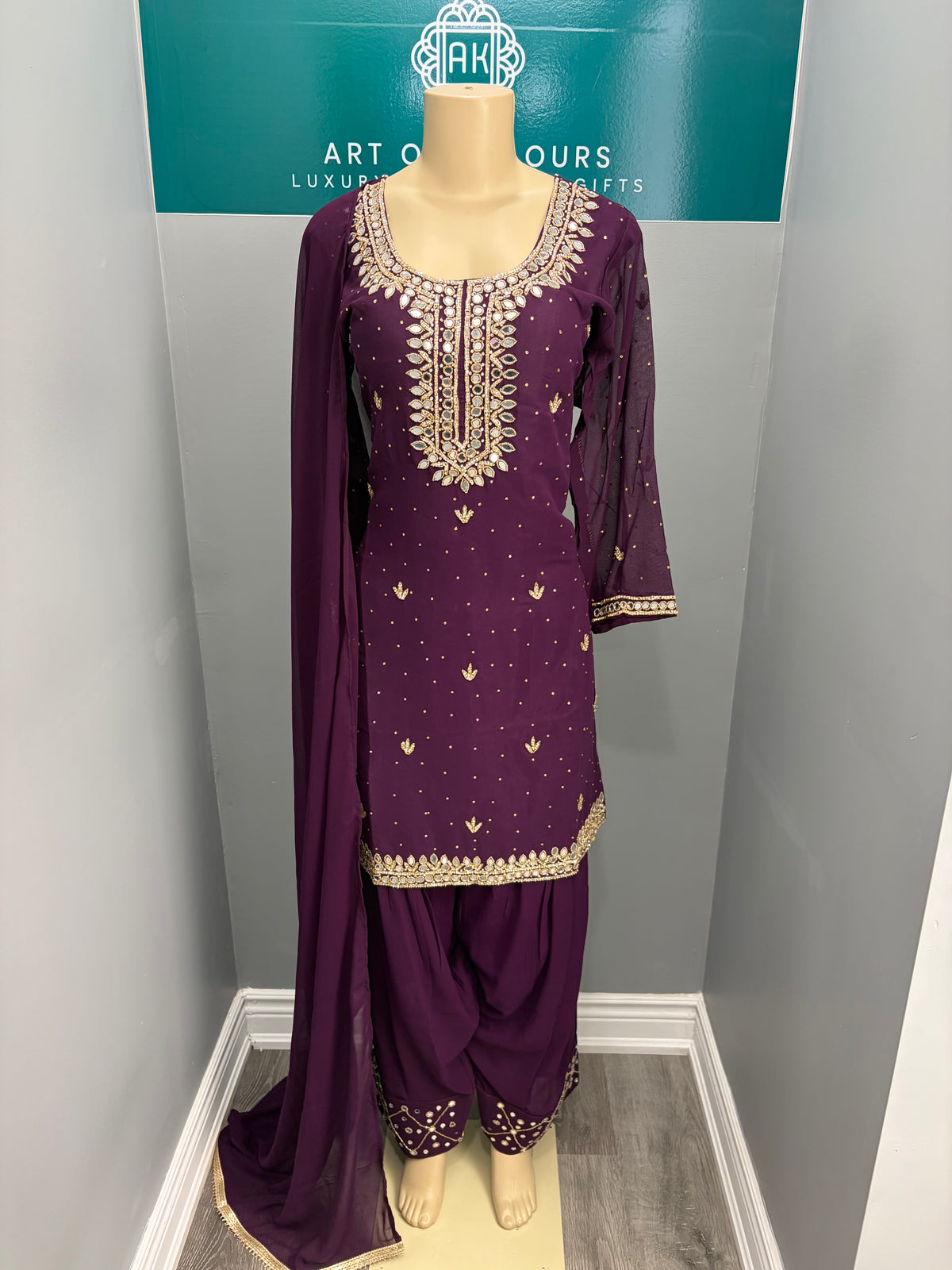 Wine Mirrorwork Salwar Suit AK6974-2526