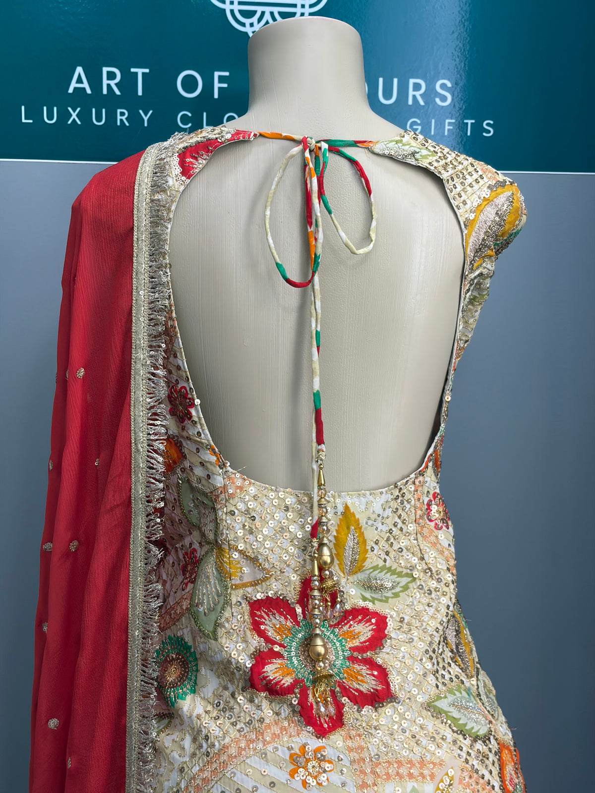 Halter Neck Deep Back Sharara Suit- AK5960-1426