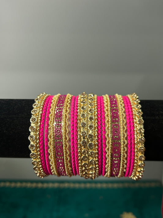 Hot Pink Gold Noor Bangles