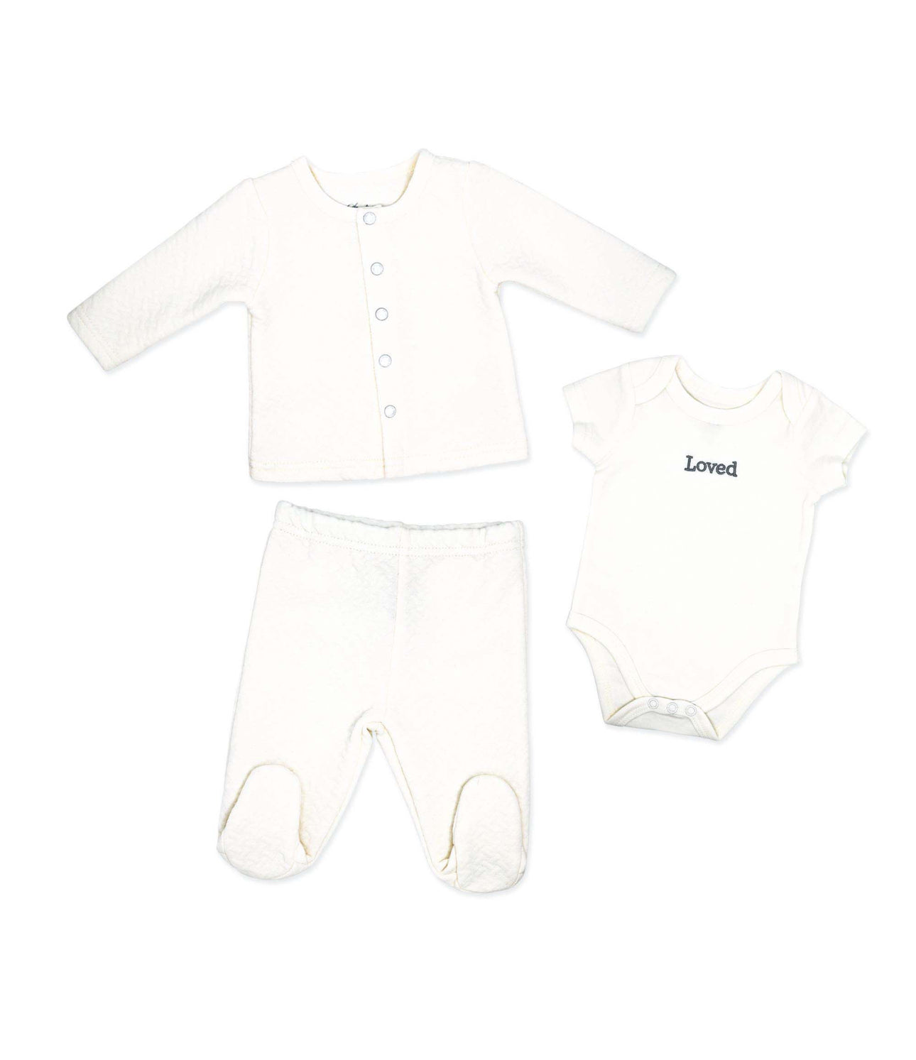 3 Piece Quilted Set- White