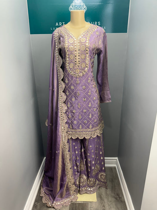 Lavender Rooh Sharara Suit