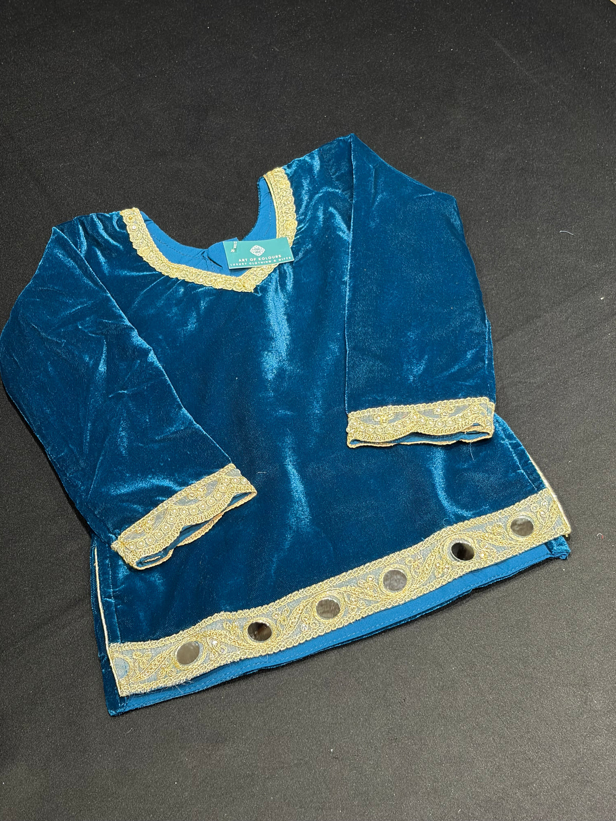 Navy Blue Velvet Mirror Salwar Suit