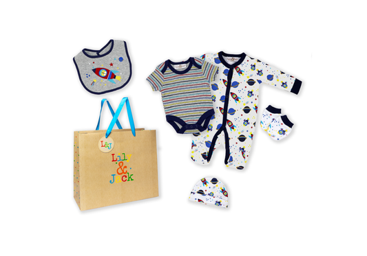 Boys 5 Piece Mesh Bag Set: Space Rocket