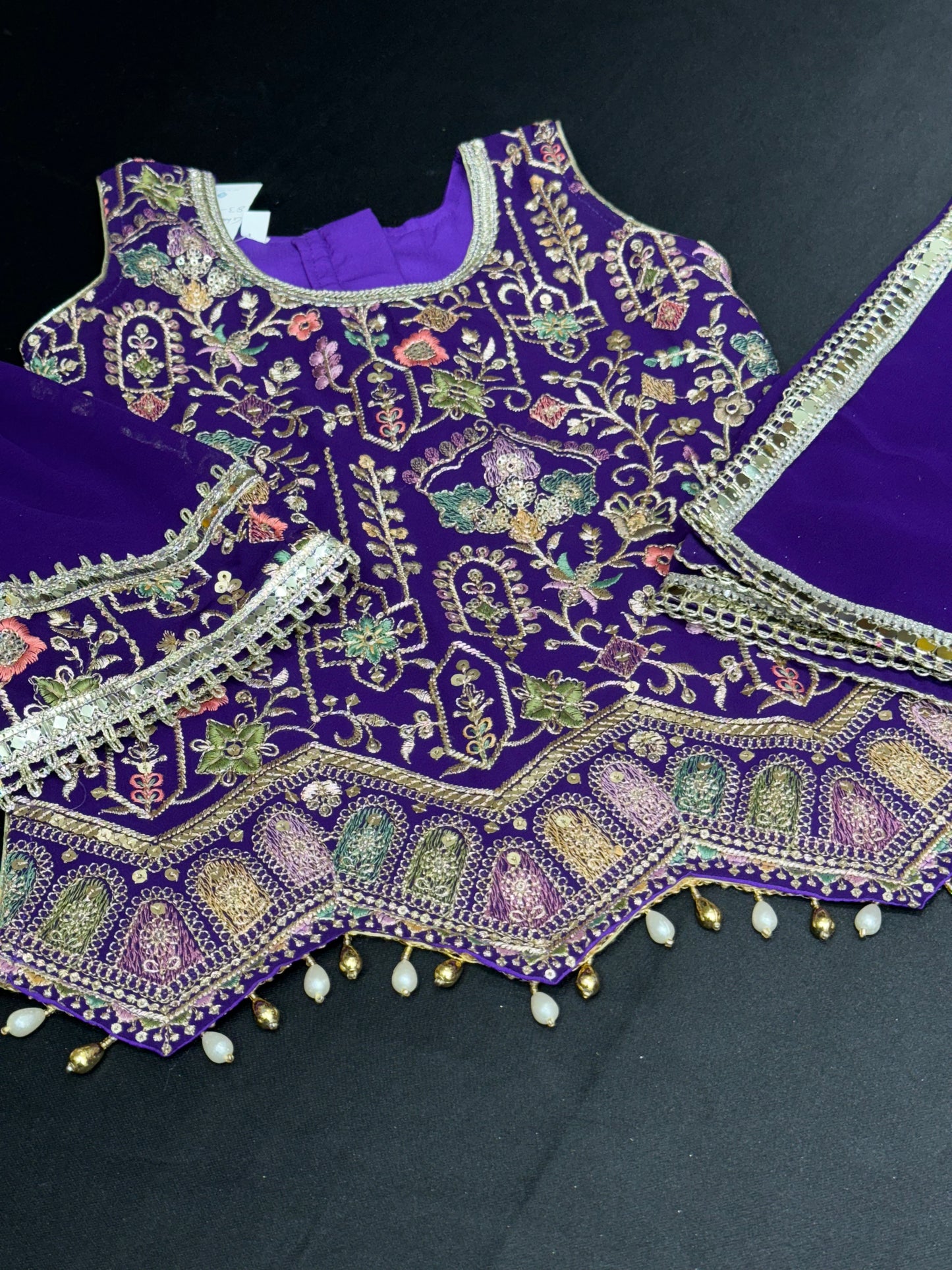 Navreet Kids Gharara Suit- Purple