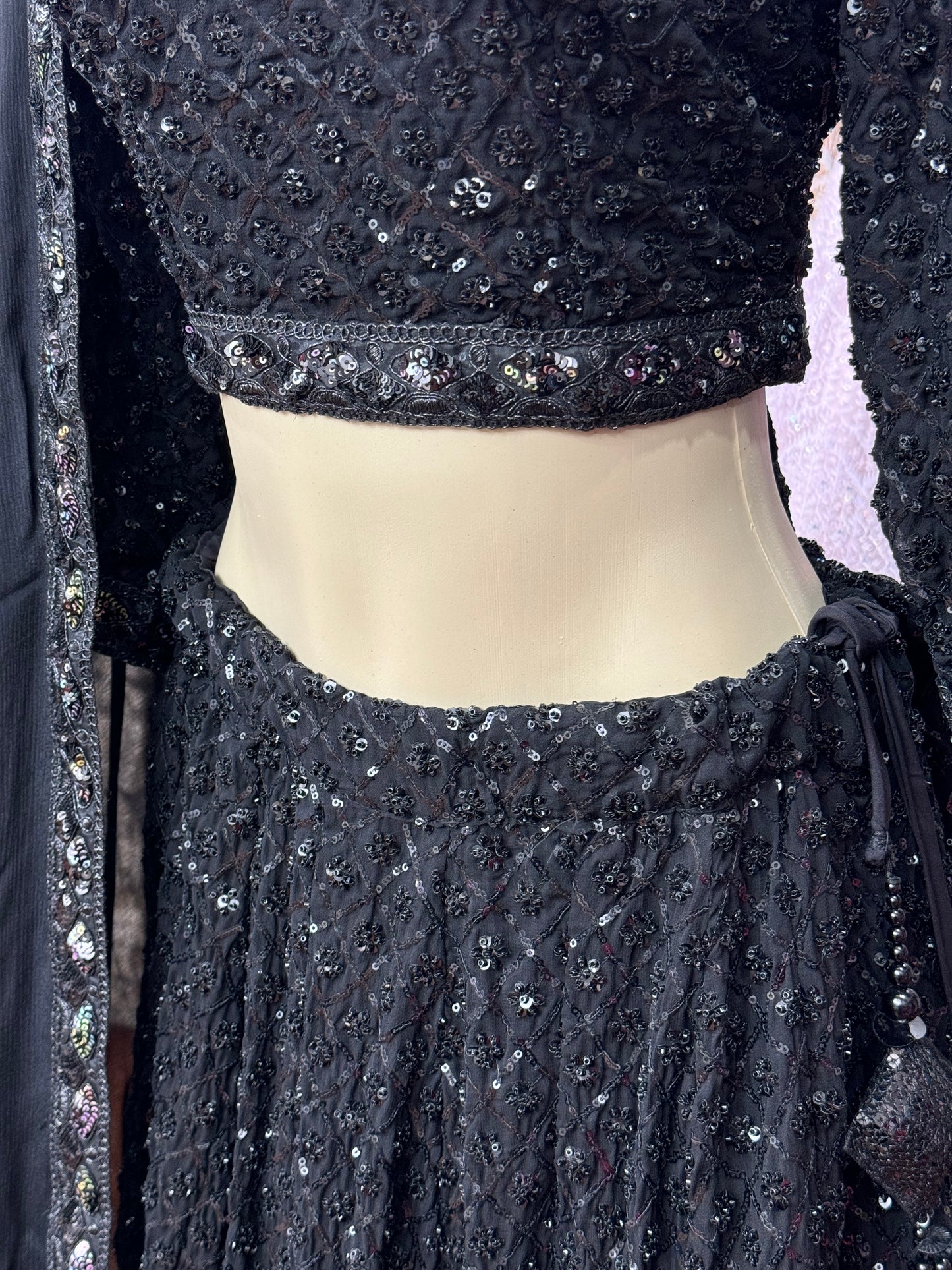 Sequence Work All Black Lehenga