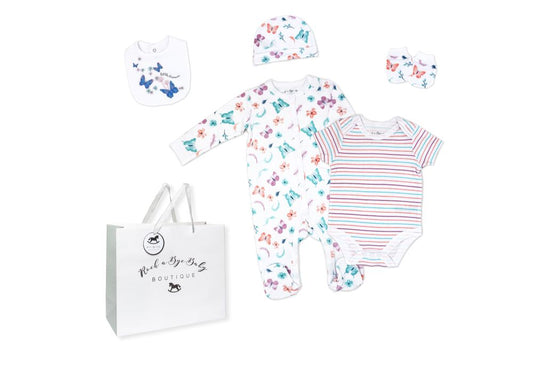 Girls 5 Piece Mesh Bag Set: Butterfly