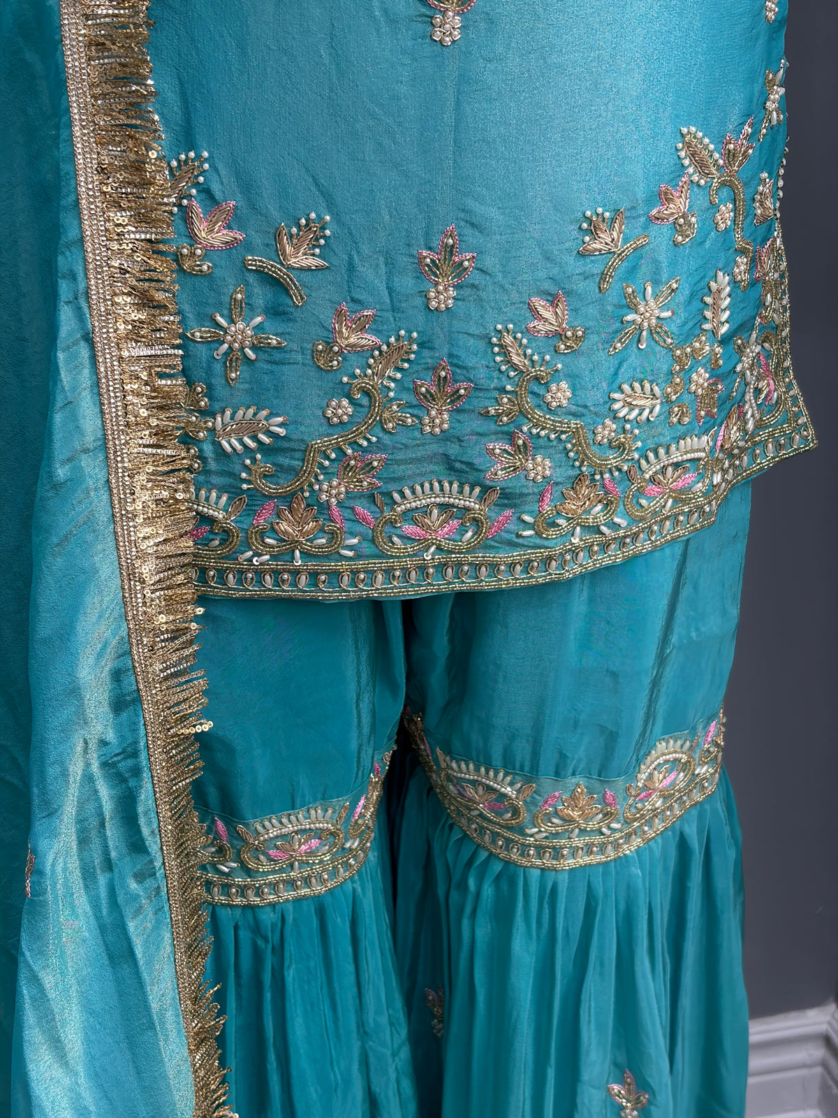 Shimmer Handwork Gharara Suit AKC-0078S
