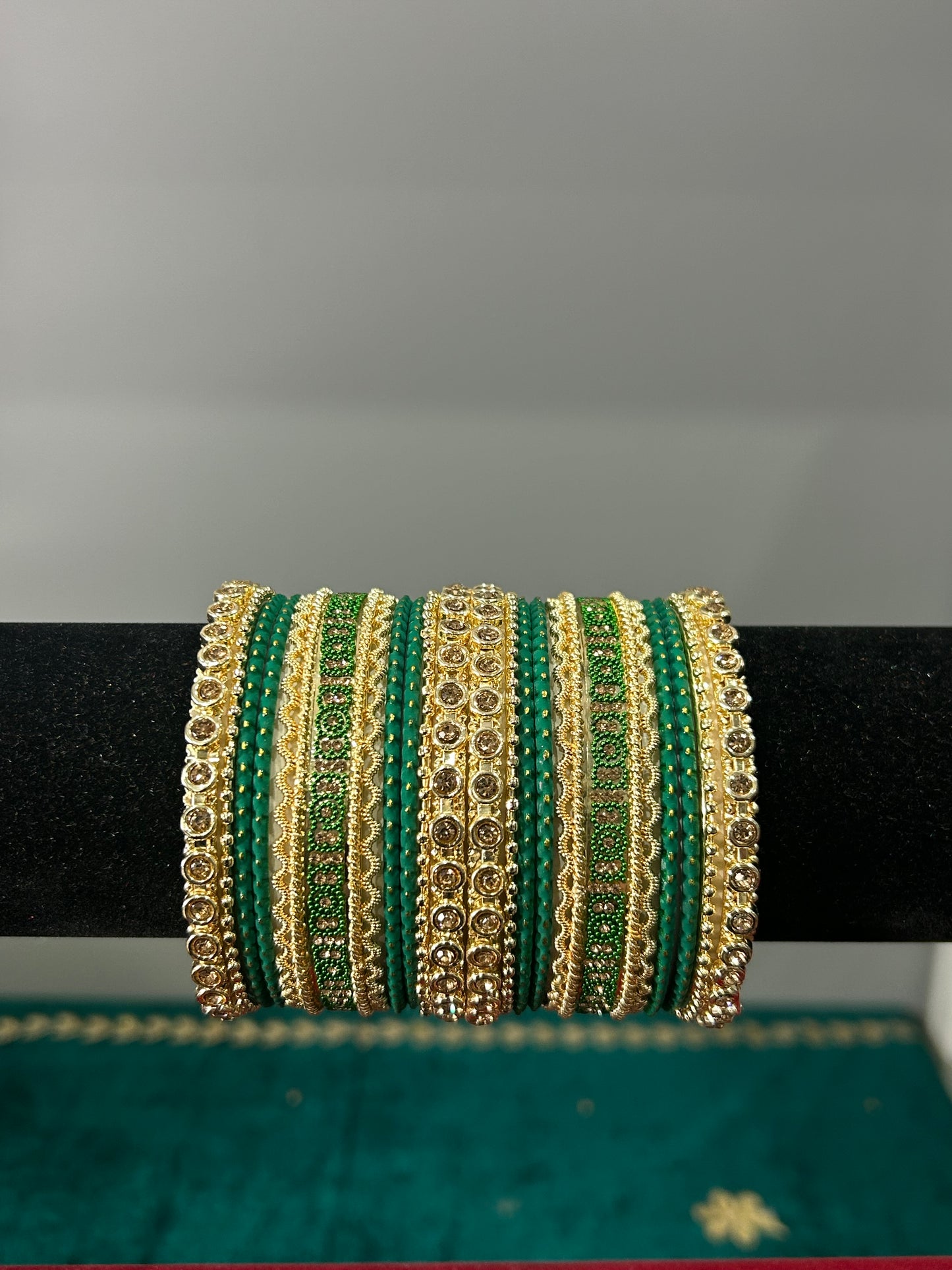 Bottle Green Gold Noor Bangles