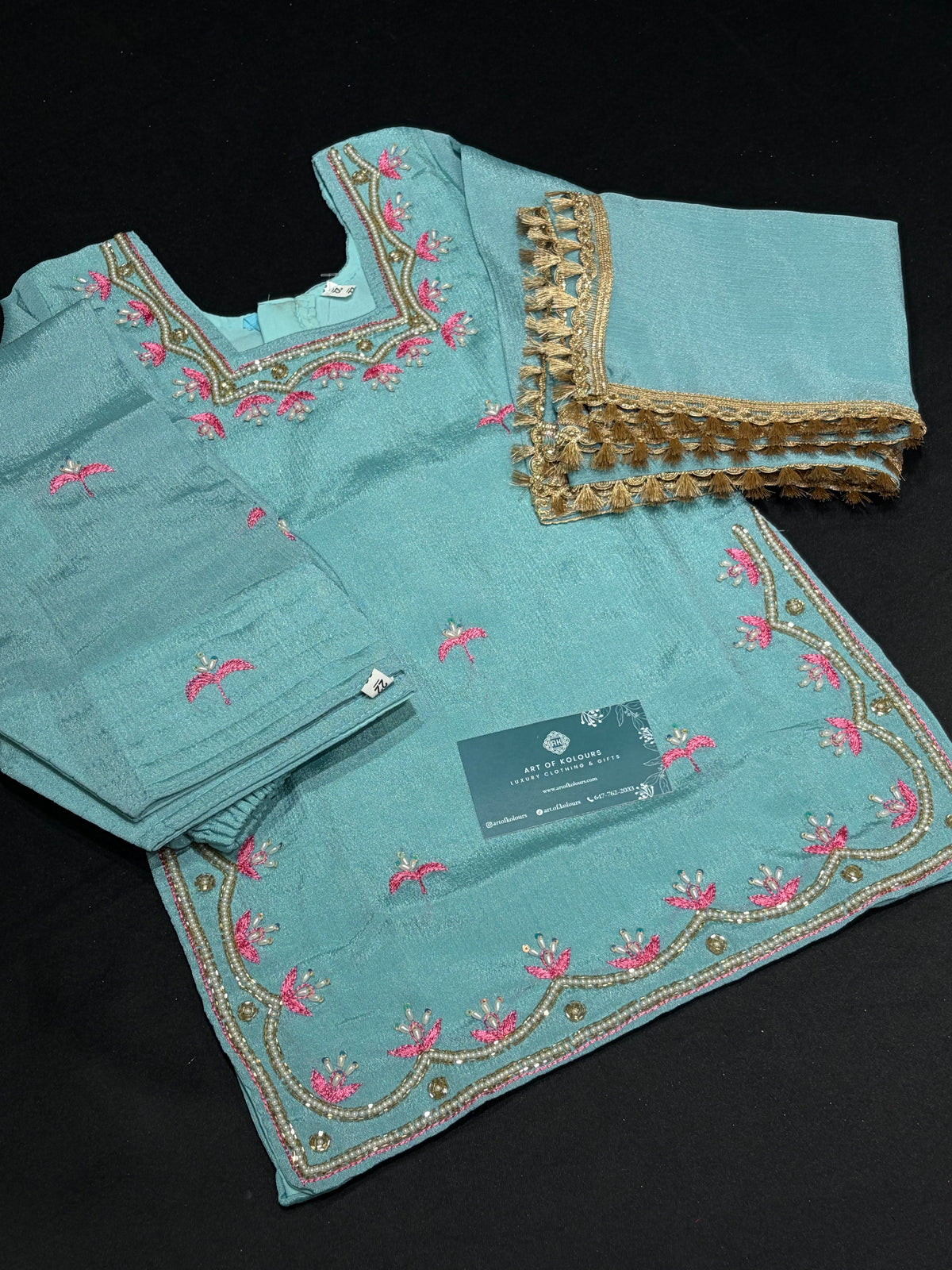 Mint Pink Handwork Salwar Suit