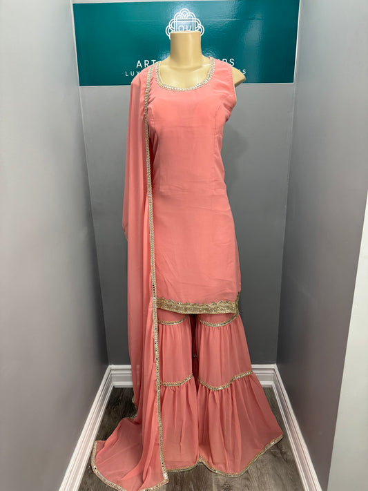 Plain Peaches Readymade Gharara Suit
