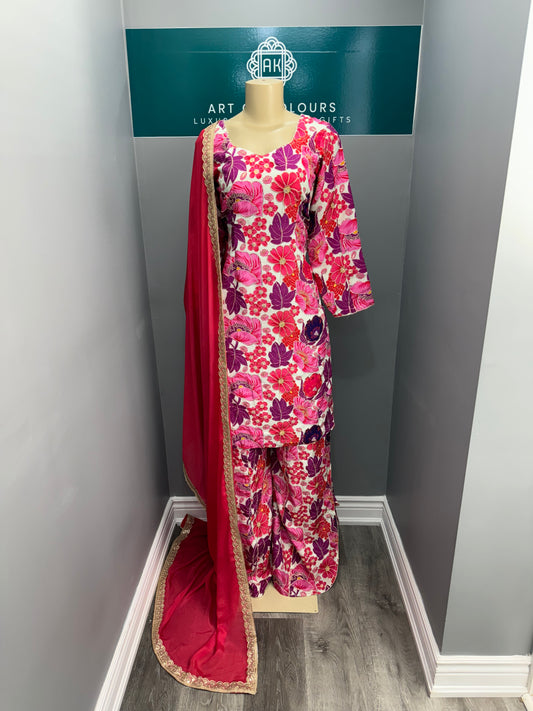 Pink Morni Phulgaz Sharara Suit