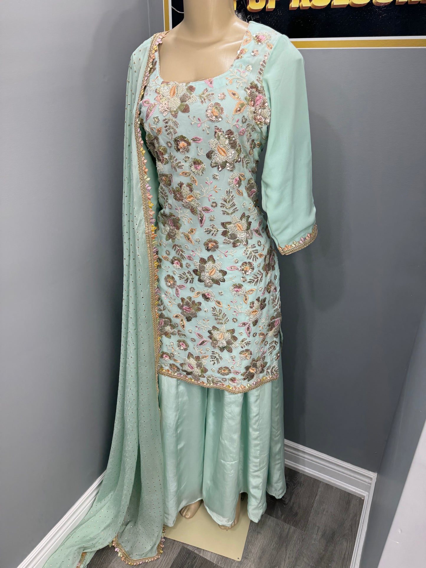 Royal Sippi Neel Pista Guccha Sharara Suit