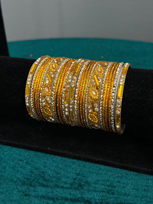 Orange and Silver Bangle Set