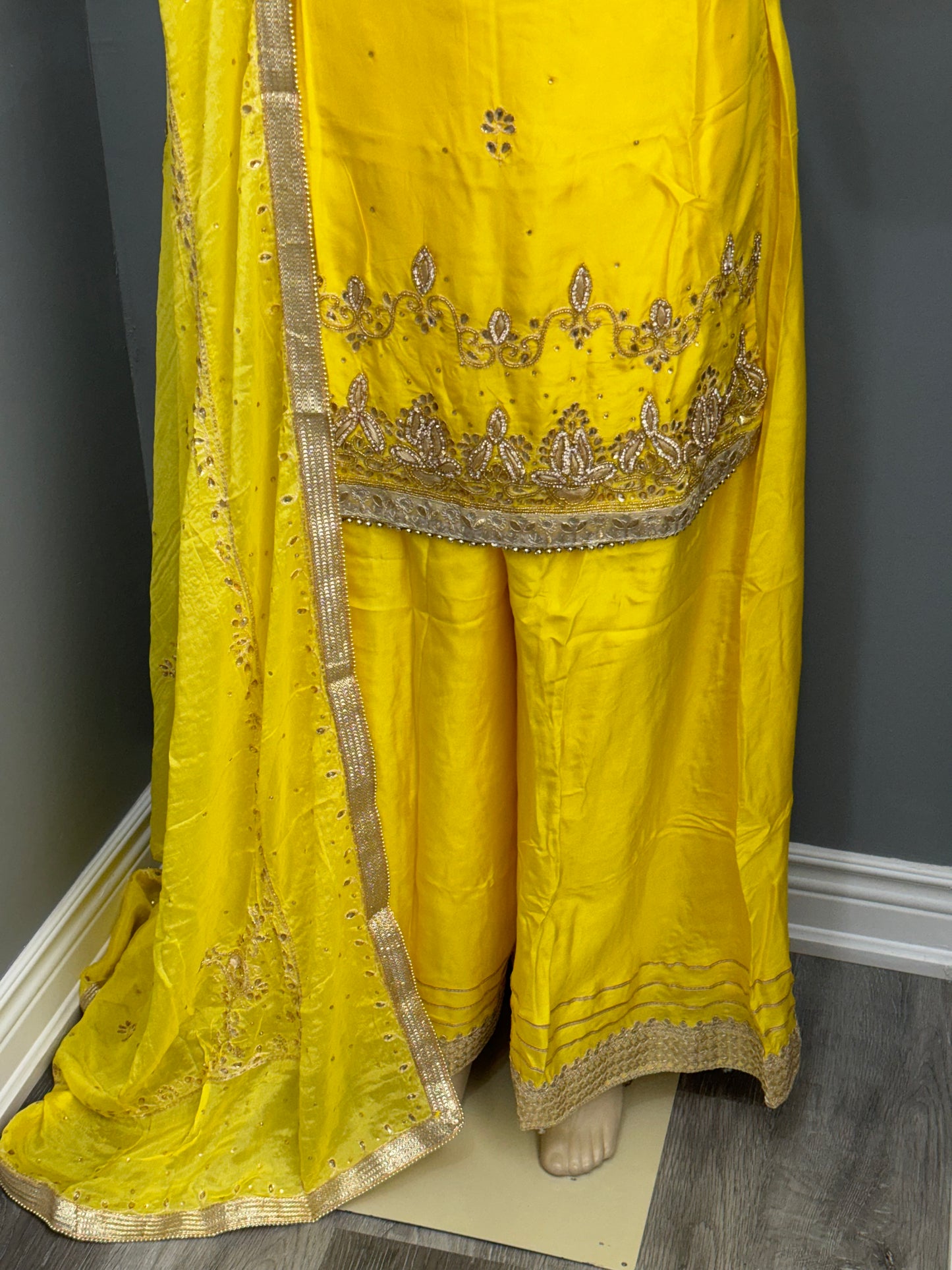 Handwork Sharara Suit- Yellow